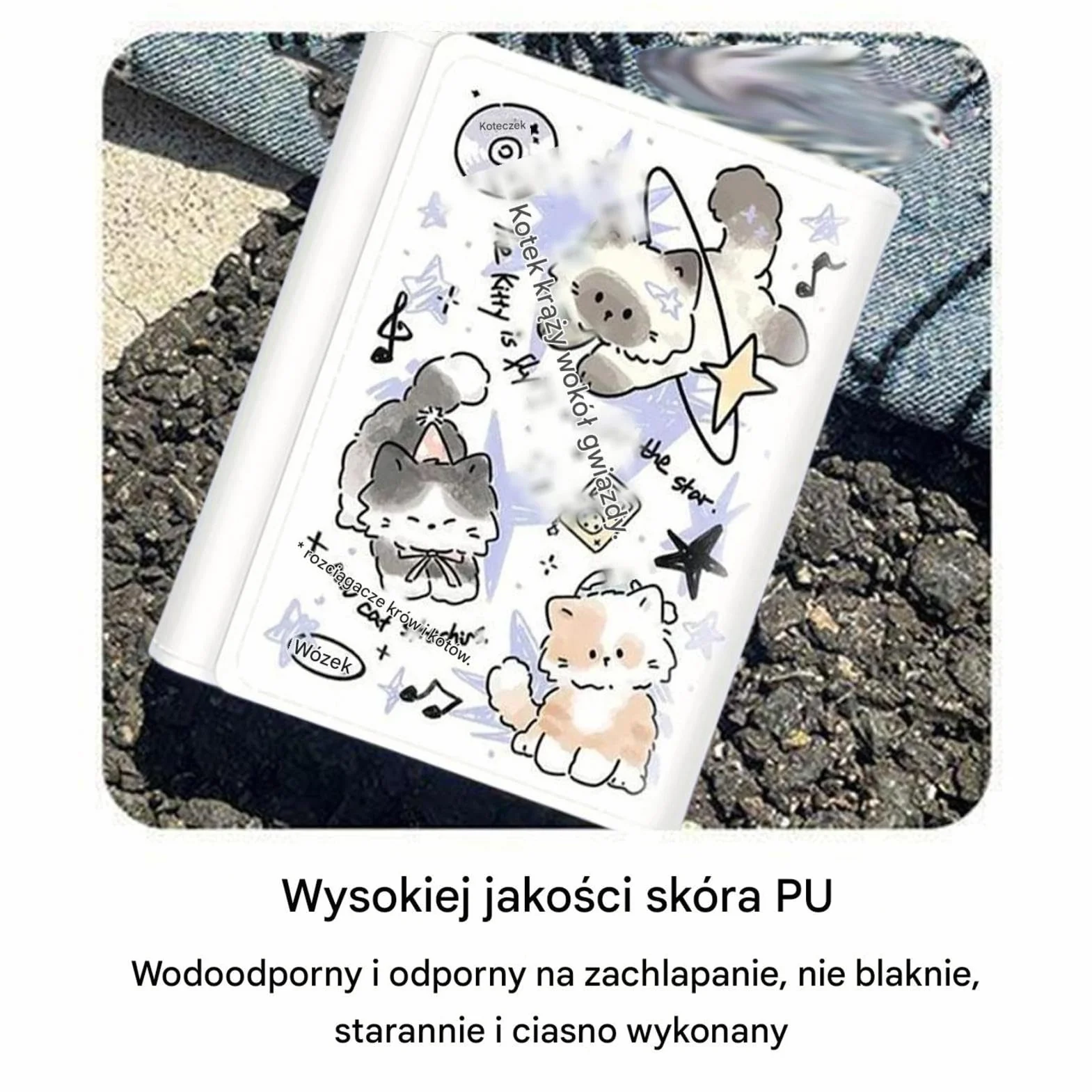 Portfel damski na karty,Portfel na karty dla kobiet | Potrójny portfel damski Portfel na karty z nadrukiem Kitten | Etui na karty ze skóry PU, torebka damska o dużej pojemności, na kartę kredytową