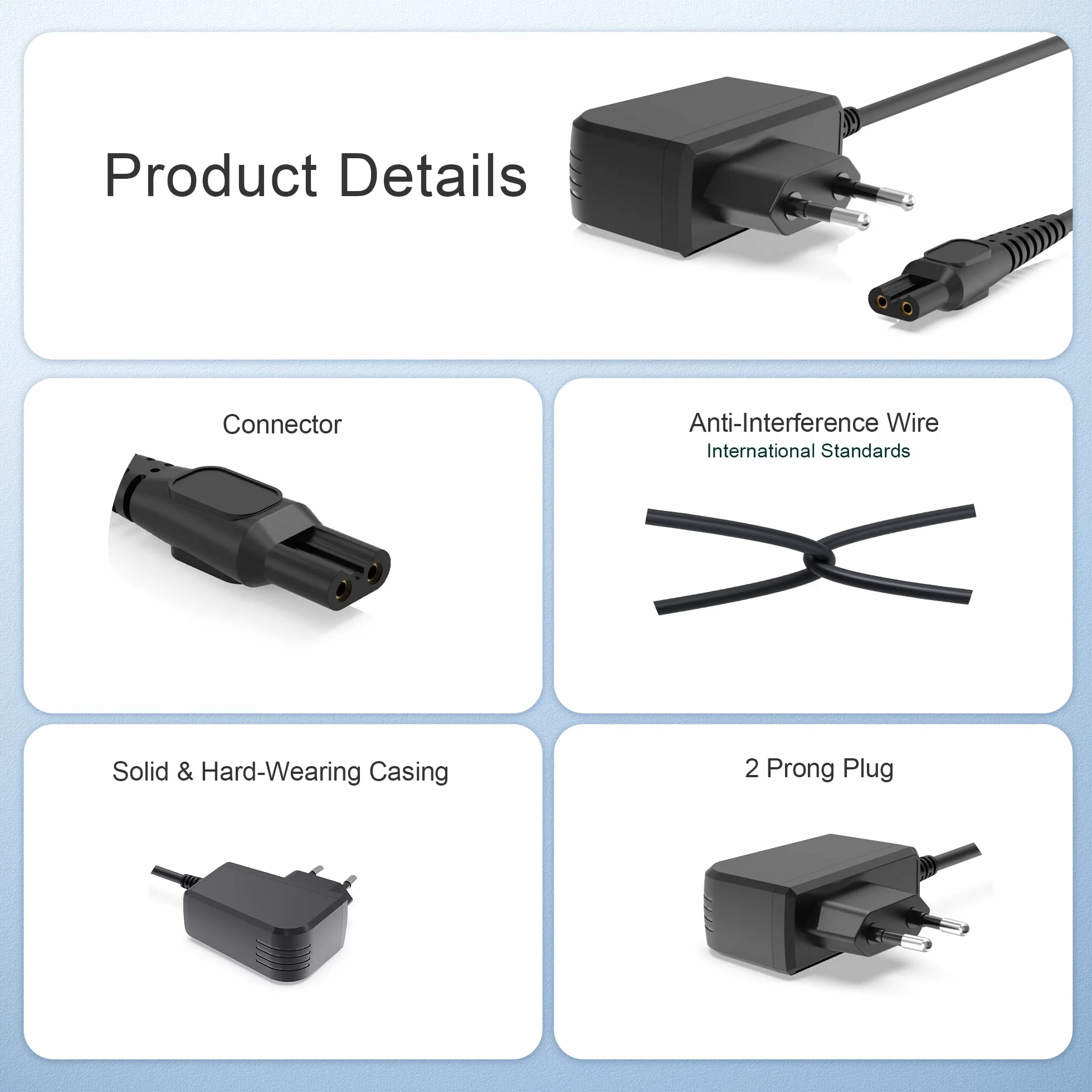 Ładowarka 15 V Kompatybilny z Philips Norelco HQ8505 do Serii 3000 5000 7000 9000 Golarki, Kabel Ładowania 1,8 m, Trymer do Brody MG5750 MG7790 MG7720 QT4022 PT860 Przedłużacz
