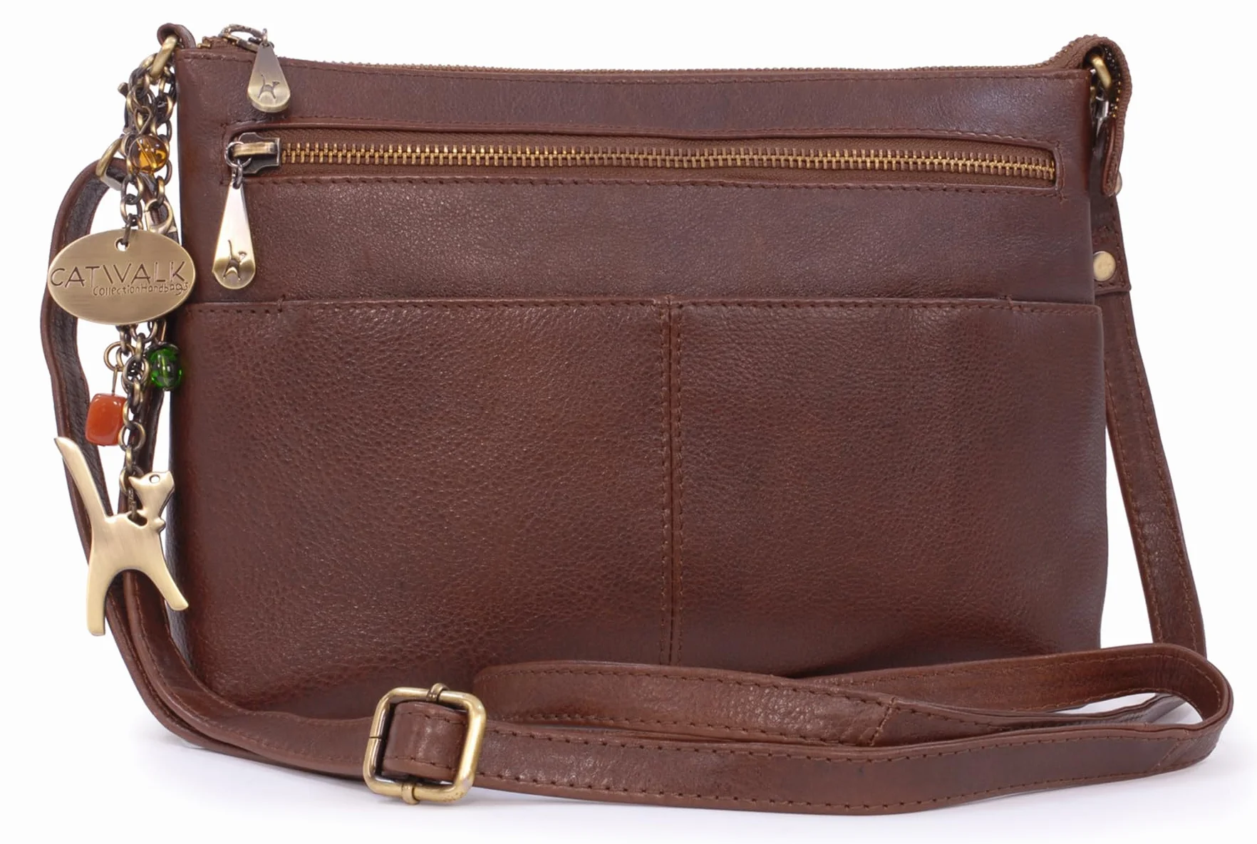 Catwalk Collection Handbags - Skórzana Torebka Crossbody dla Kobiet - Średnia Damska Torba na Ramię - Długi Odpinany Regulowany Pasek - Jenny