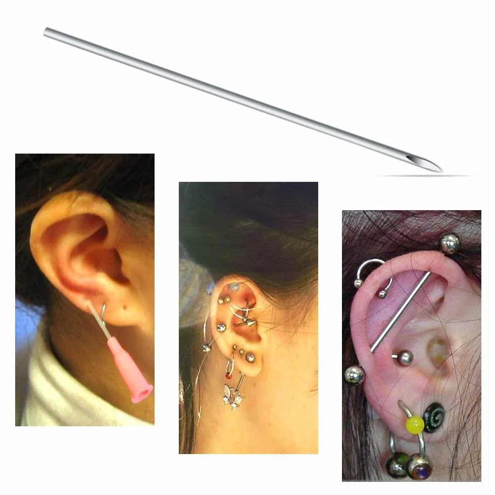 ATOMUS igły do piercingu sterylizowane 100 szt. 12G 14G 16G 18G 20G stal nierdzewna