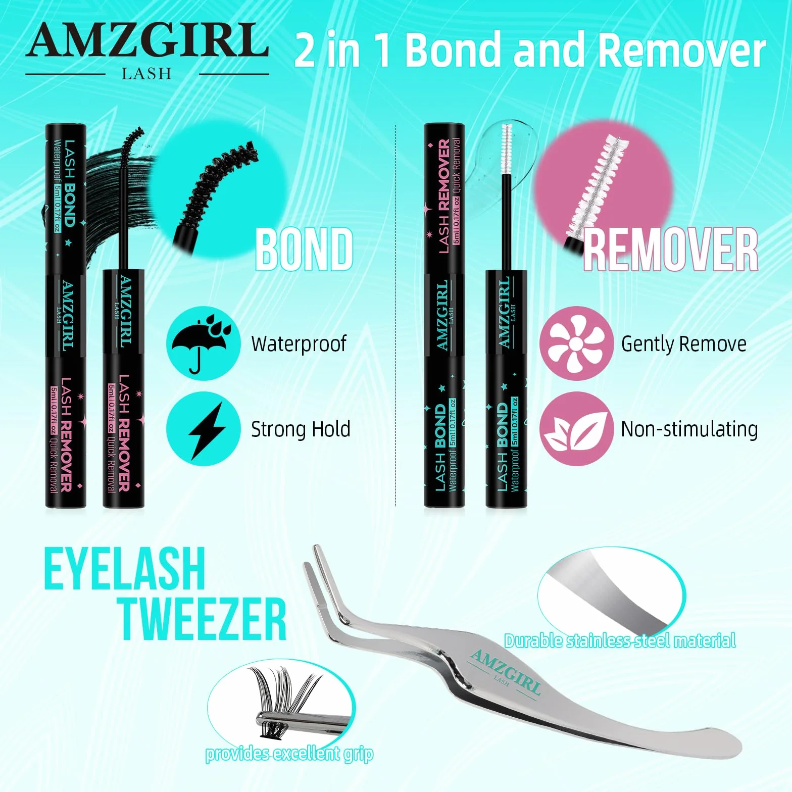 Zestaw do przedłużania rzęs 280 kępek 30D 40D z Lash Bond & Seal, pęsety (D-Mix9-16mm Kit)