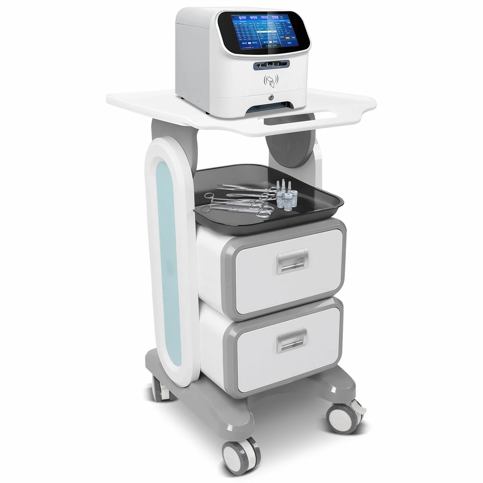 Wózek medyczny z 2 szufladami, wózek do salonu kosmetycznego, wózek kosmetyczny z półką i uniwersalnym kółkiem, wózek roboczy, wózek fryzjerski