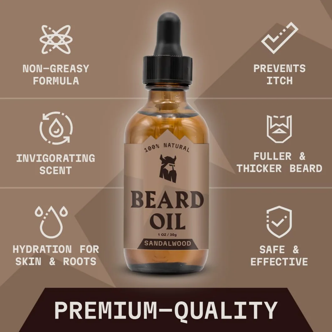 Striking Viking Męski olejek do brody i balsam - zestaw do wzrostu brody - balsam i odżywka wzbogacona olejem arganowym i jojoba - zapach drzewa sandałowego
