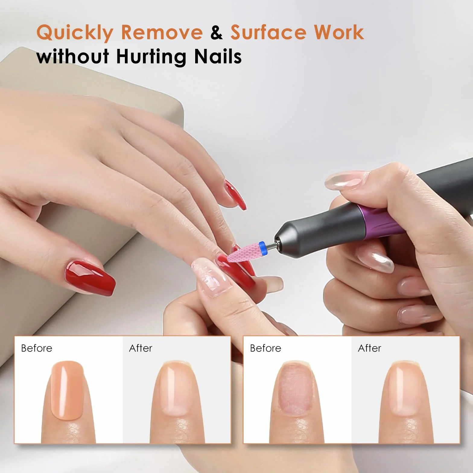 Depvko 10 sztuk ceramicznych wierteł do paznokci, 3/32 '' profesjonalne elektryczne frezy do manicure pedicure, zestaw do paznokci akrylowych żelowych, wiertło do skórek bezpieczeństwa, różowy