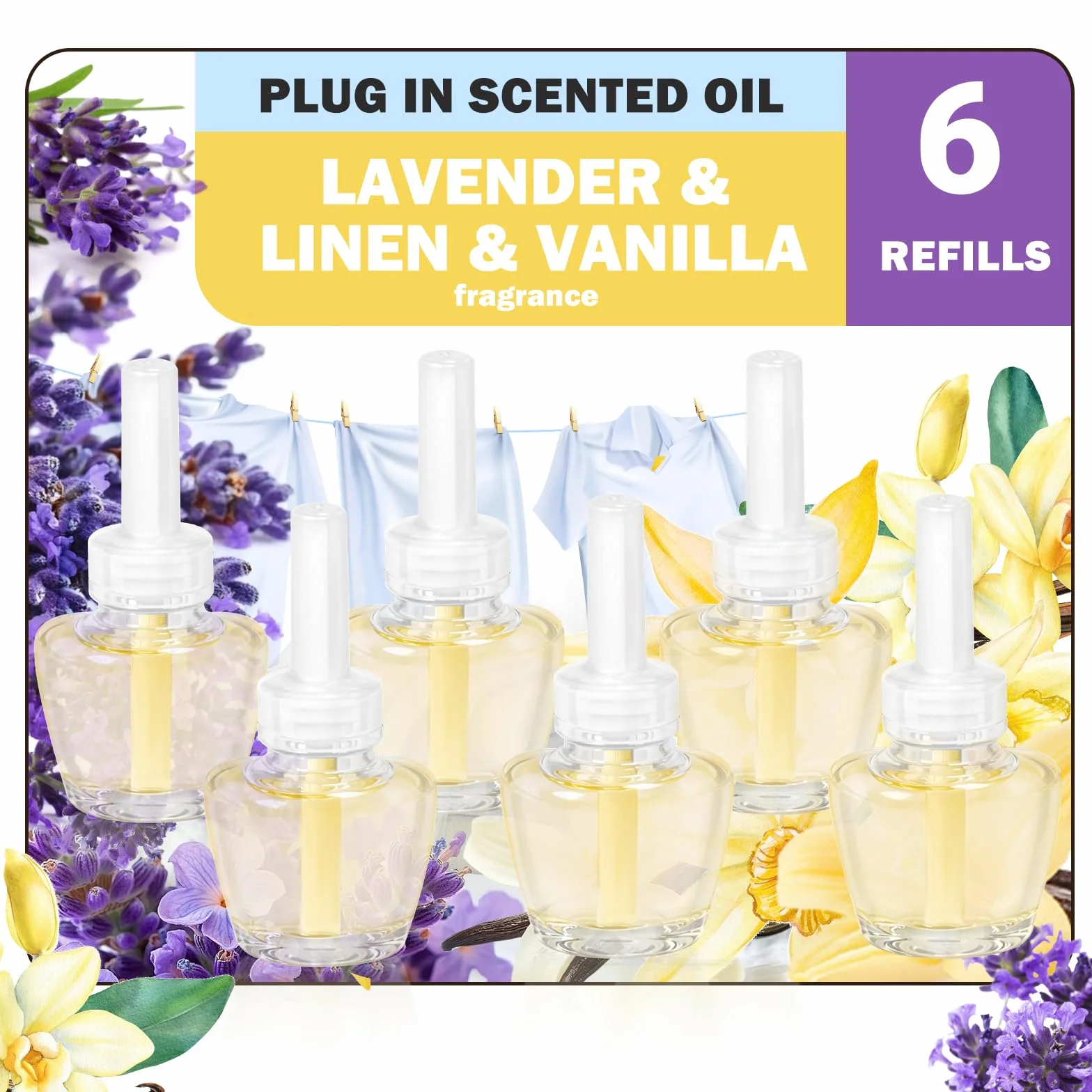 SCENTORINI Flakon zapachowy, odświeżacz powietrza do pomieszczeń, 6 x wkład, olejek zapachowy do pomieszczeń, mieszany zapach, flakony zapachowe, wkład do wkładu Air Wick i Glade