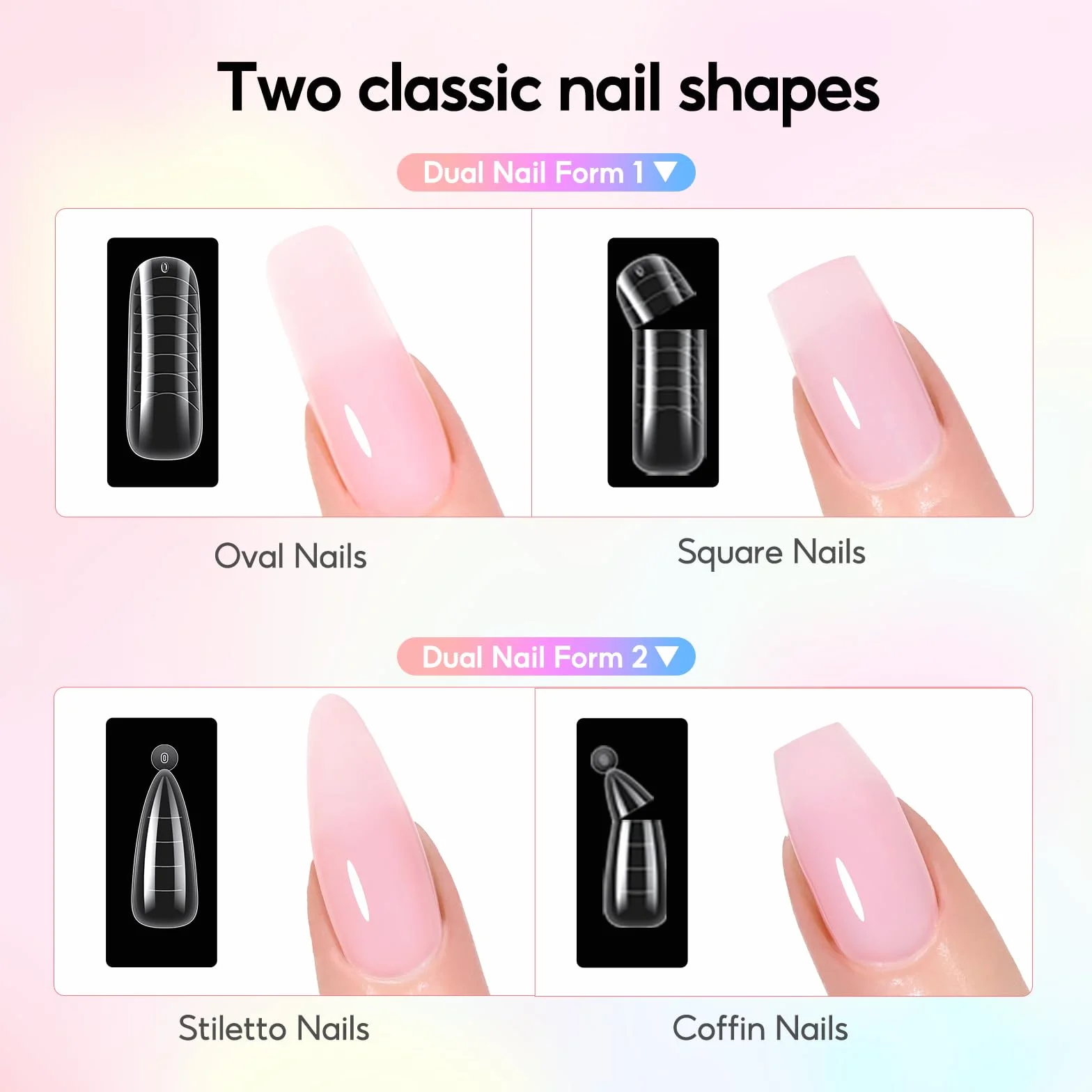 COSCELIA Zestaw do przedłużania paznokci żelowych 4x16ml Poly żel z lampą Top Coat Base Nail Mold