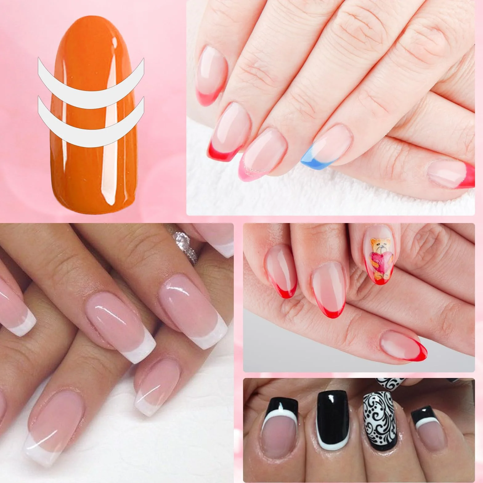 36 arkuszy francuskich paznokci, szablony do manicure, naklejki na paznokcie, francuskie naklejki na paznokcie, szablony do manicure, tip, szablon do manicure, w kształcie litery U, francuskie