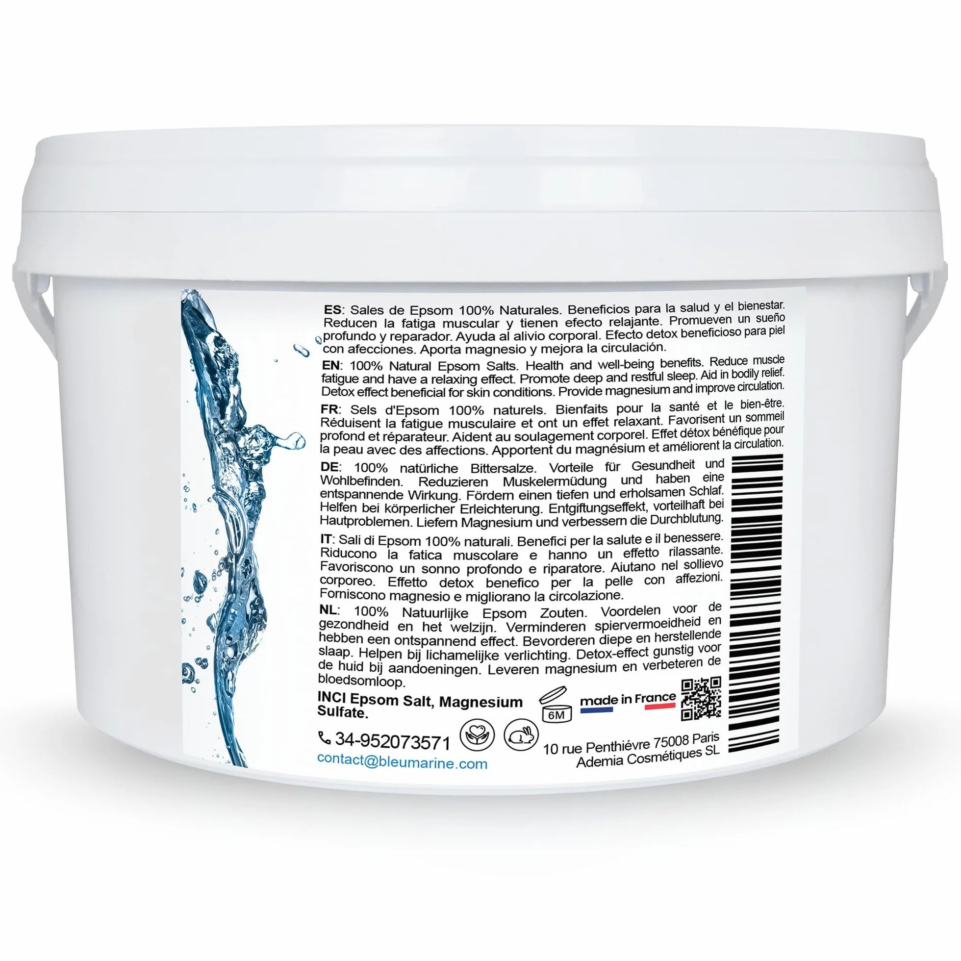 Epsom Salt, sól do kąpieli, uzupełnij skórę naturalnym magnezem, peelingiem do ciała, Detox i regeneracją witalności, 7000 g