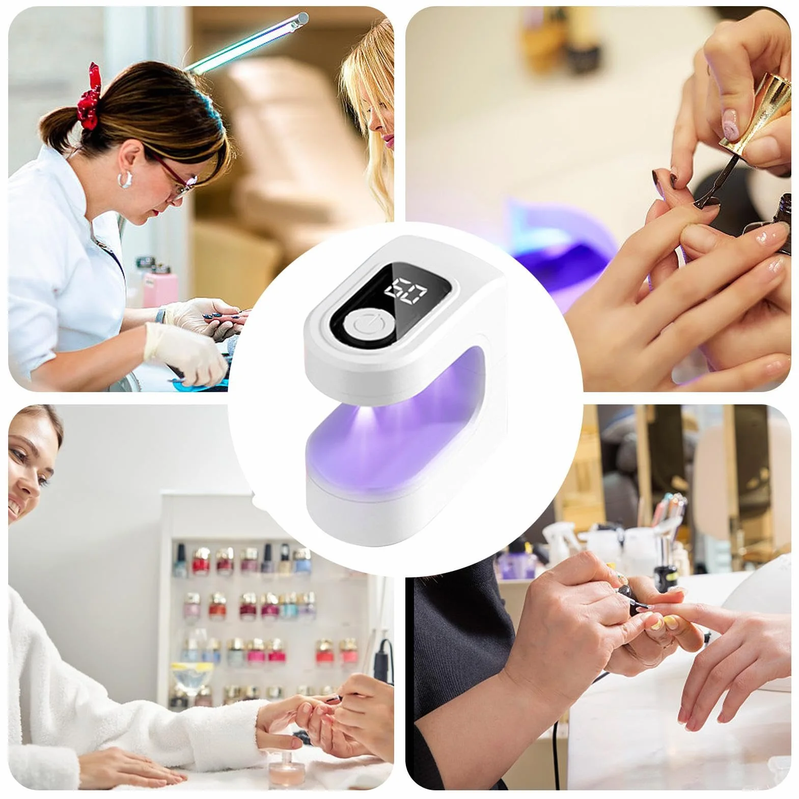 Mini lampa UV do paznokci - suszarka ?elowa z ?adowaniem USB, przeno? lampa do manicure z ustawieniami czasu do salonu podró?y