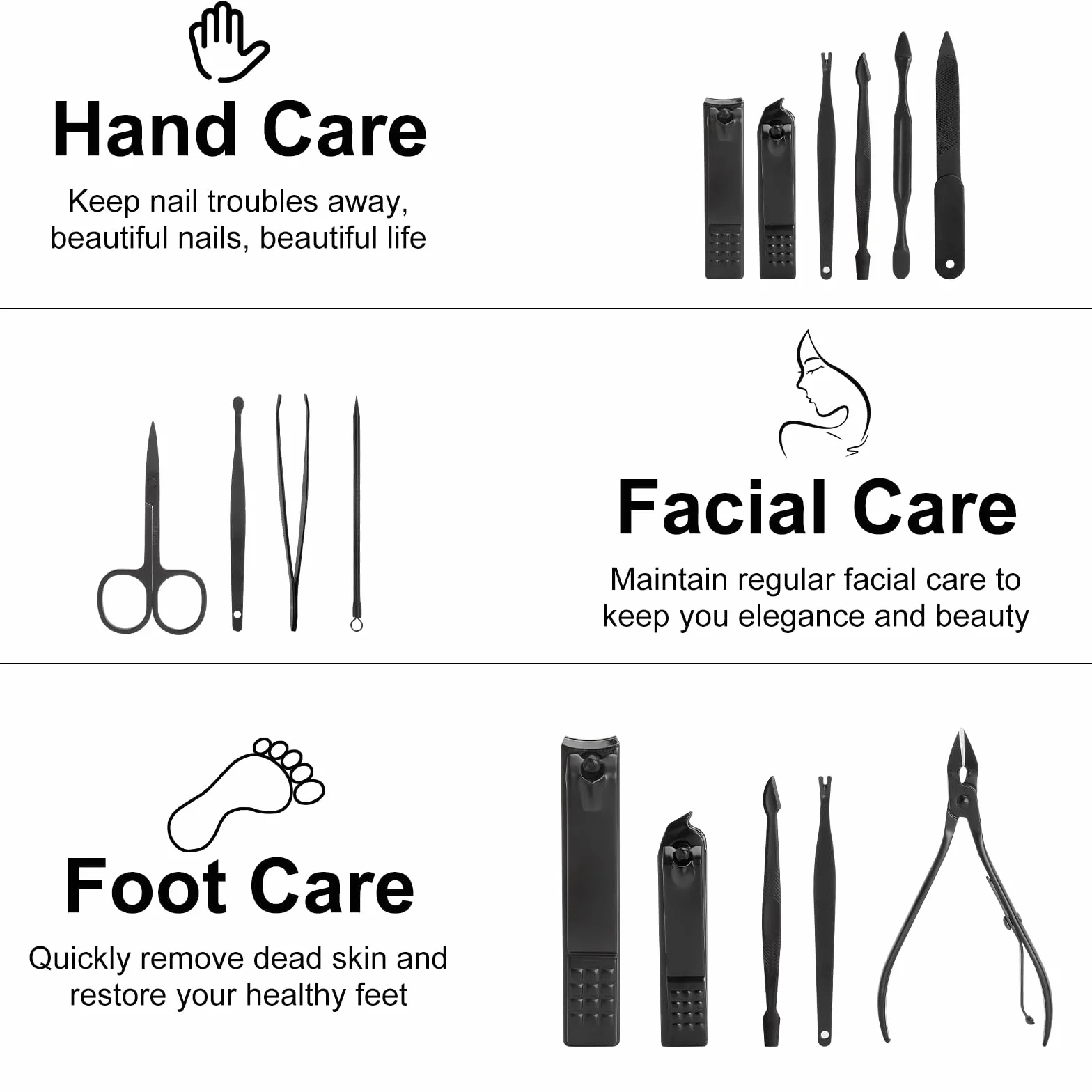 12-częściowy profesjonalny zestaw do manicure, obcinacz do paznokci ze stali nierdzewnej, z etui na paznokcie i akcesoria do pedicure, przenośny zestaw do pielęgnacji paznokci dla kobiet i mężczyzn, w
