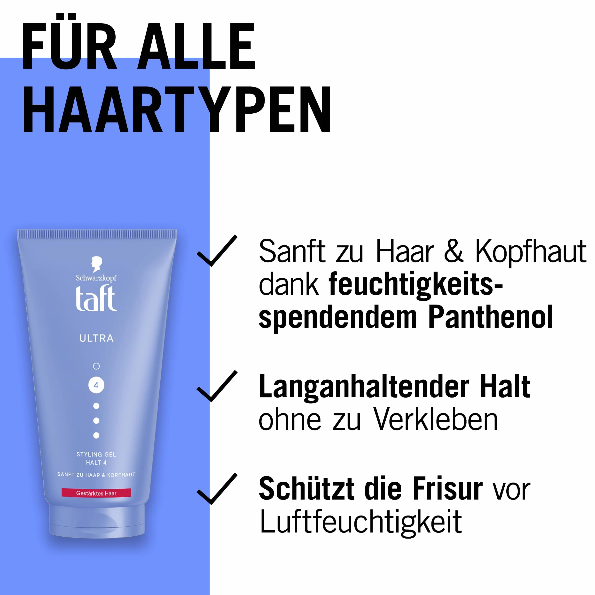 Schwarzkopf Taft Gel Ultra Styling (150 ml), żel do włosów wzmocnionych o bardzo mocnym trzymaniu, delikatny dla włosów i skóry głowy, wegański żel do stylizacji włosów