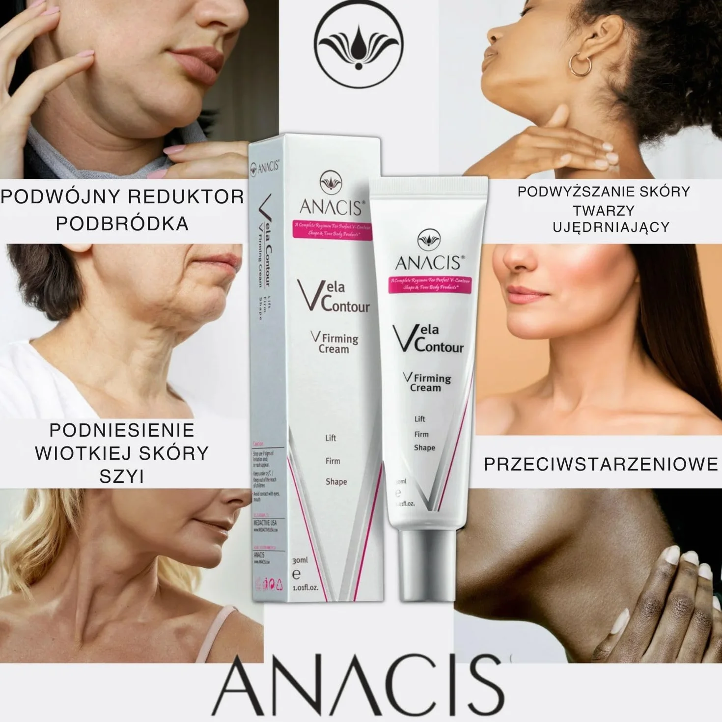 Zaawansowany krem ​​na szyję - Krem ​​przeciwstarzeniowy na szyję, podbródek i linię żuchwy dla kobiet i mężczyzn 30 ml