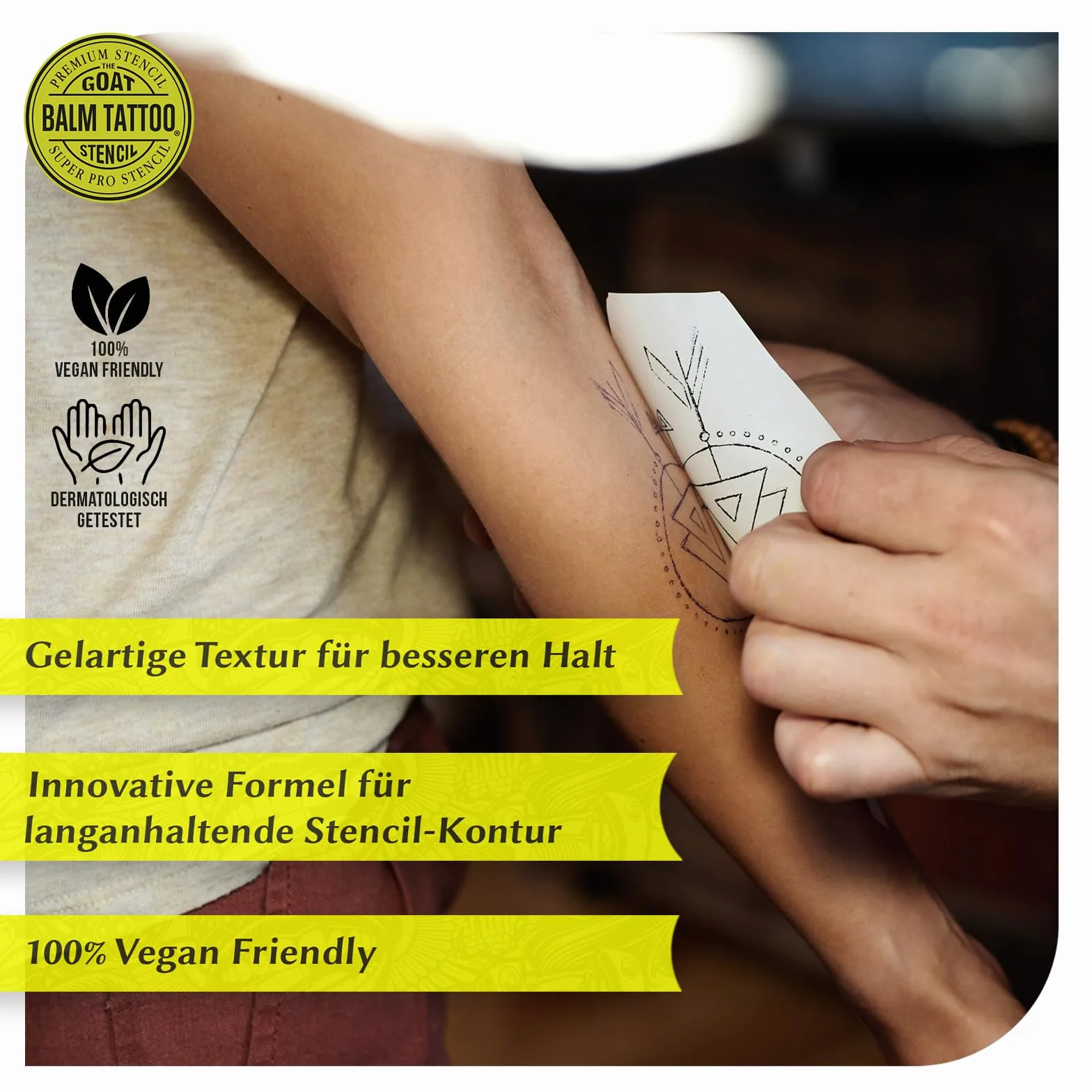 BALM TATTOO The GOAT Stencil żel do przenoszenia szablonów do tatuażu, żel transferowy, 100% wegański, testowany dermatologicznie, długotrwały kontur, aromat Mojito