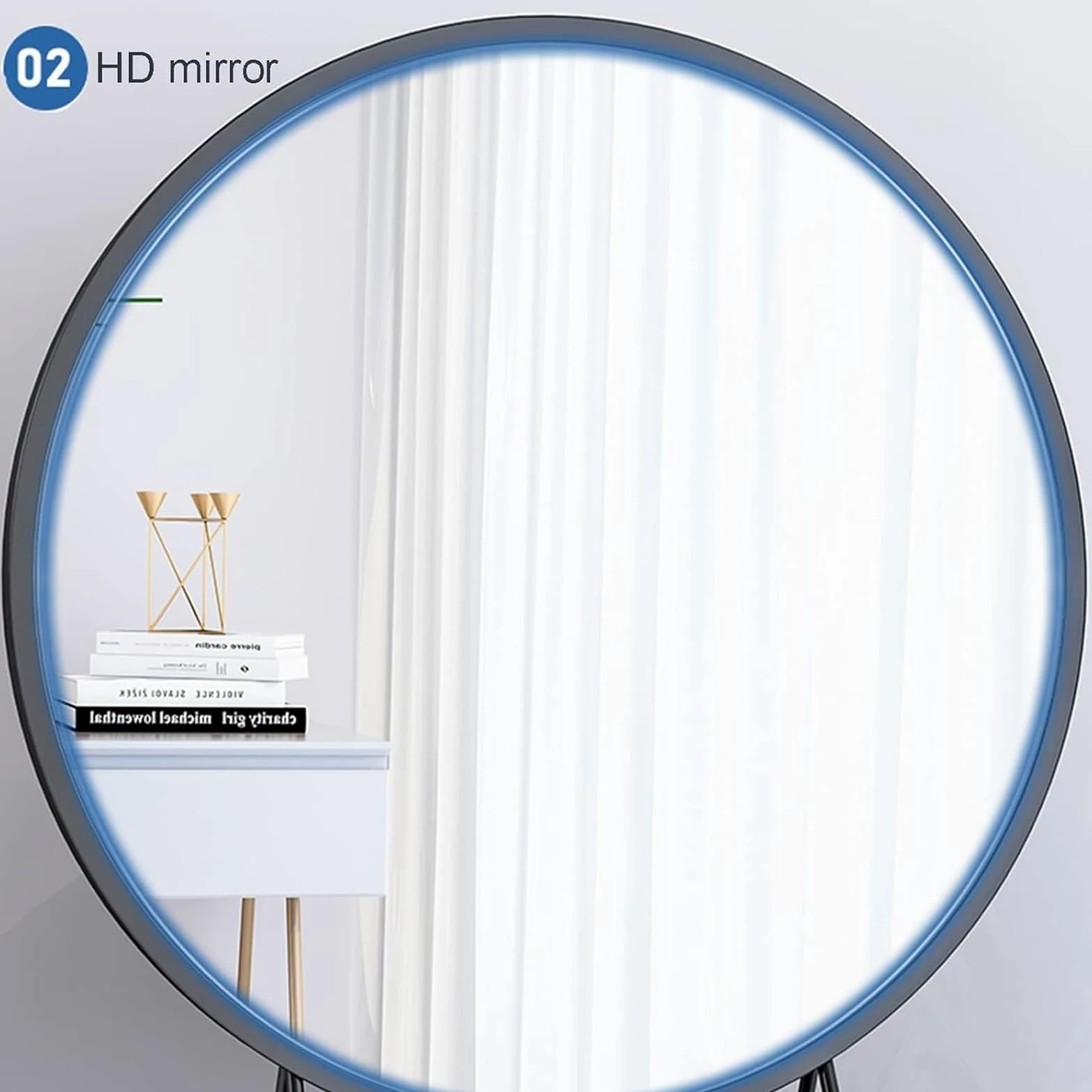 Okrągłe lusterko do makijażu ze stojakiem, dekoracyjne lustro łazienkowe z metalową ramą, złote 40 cm, stylowe lusterko kosmetyczne do toaletki, dekoracja domu i do użytku kosmetycznego
