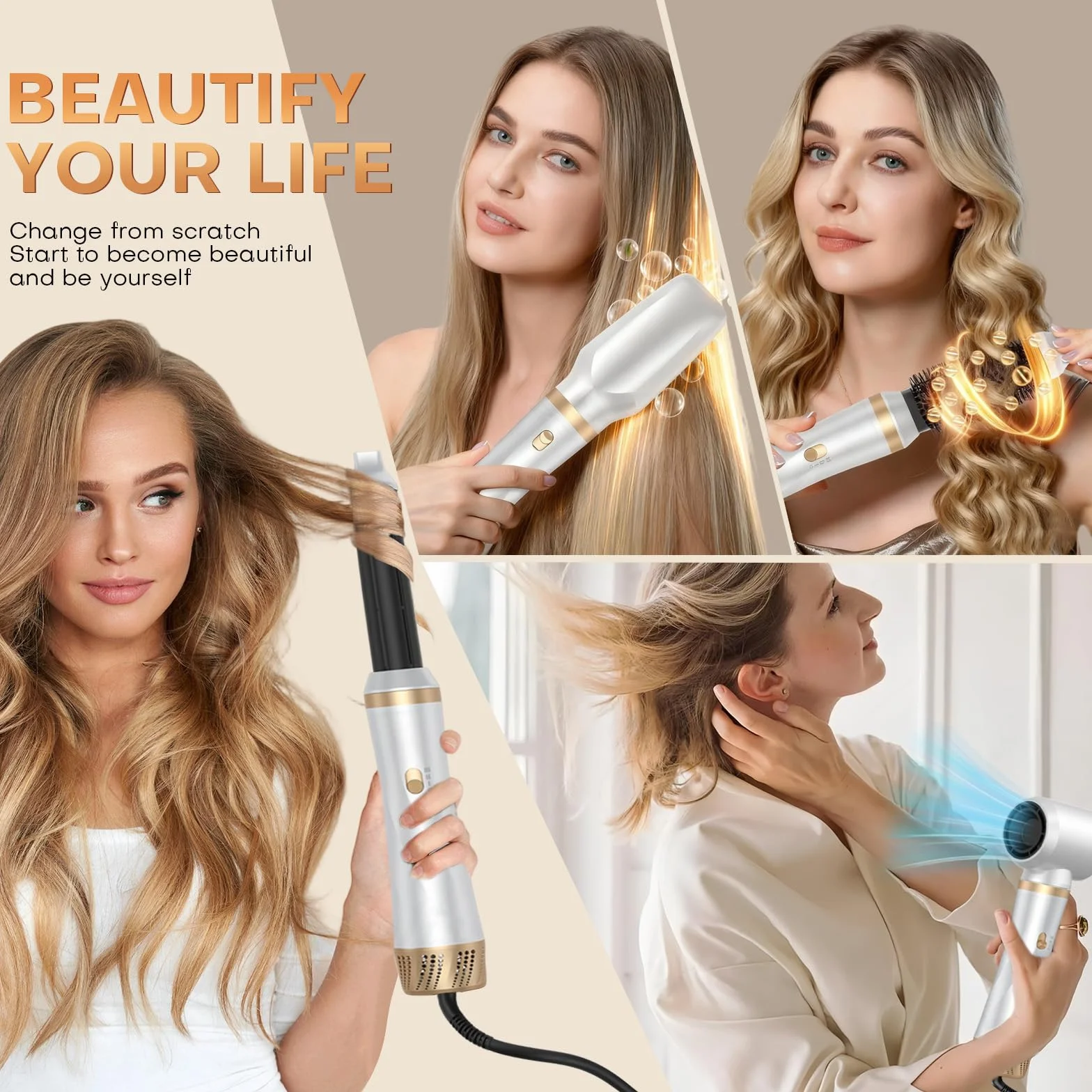 Airstyler 5 w 1 1000 W szczotka z gorącym powietrzem suszarka do włosów z automatyczną lokówką