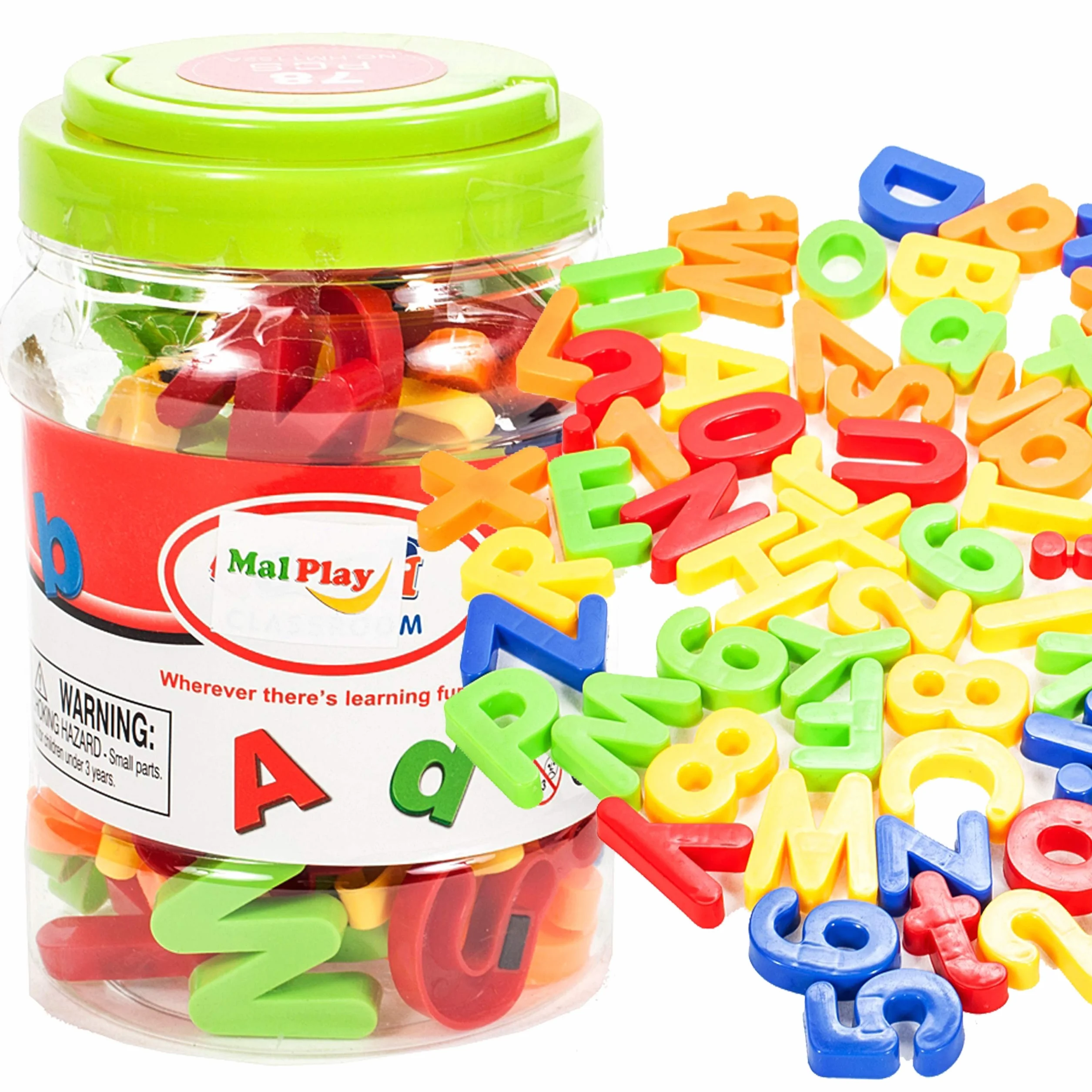 MalPlay 5901924208389 Literki I Cyferki Na Magnes 78 Szt ,wielokolorowy