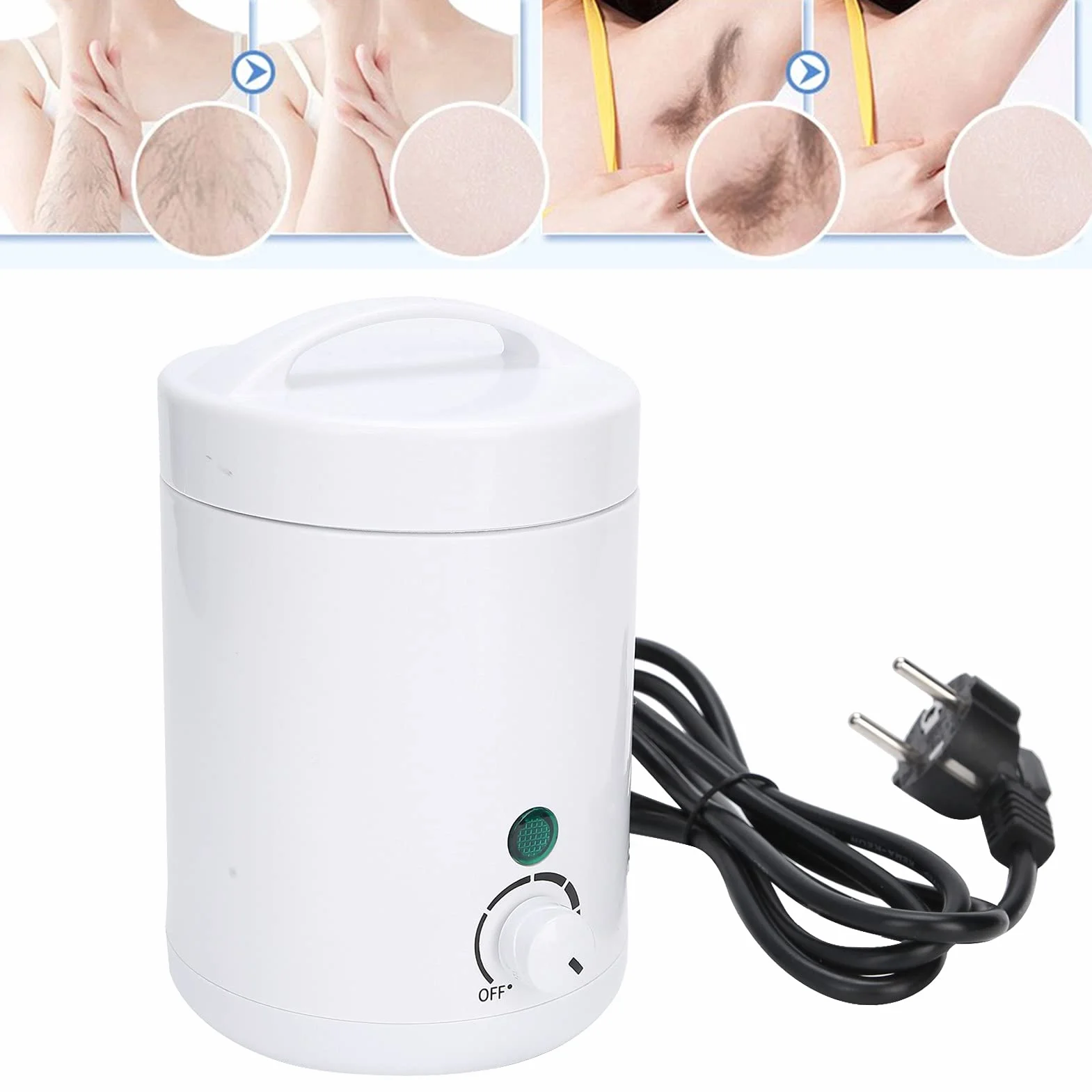 Przenośny Podgrzewacz do Wosku Mini Podgrzewacz do Wosku do Włosów, Elektryczna Maszyna do Podgrzewania na Gorąco do Usuwania Włosów, Podgrzewacz do Wosku, 5,6 X 3,7 Cala(Wtyczka EU 220 V)