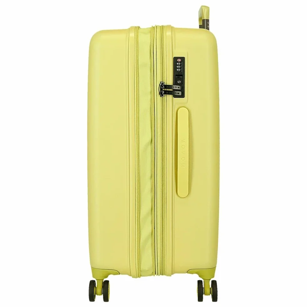 Movom Wood Walizka kabinowa, średnie, duże i zestawy, sztywne ABS zamknięcie TSA, 4 podwójne koła wysuwany bagaż podręczny Joumma Bags, Żółty, 40 x 55 x 20 cm y 45 x 65 x 28 cm, zestaw 2 walizek