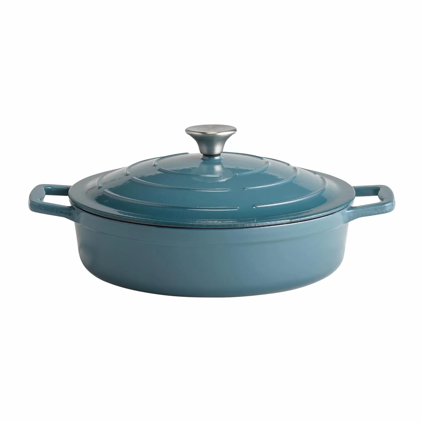 APS 88314 brytfanna z pokrywką "5 STARS", żeliwo, nadaje się do płyt indukcyjnych, odporna na piekarnik, w zestawie uchwyt na pokrywkę, Ø 28 cm, 3 litry, turkusowa