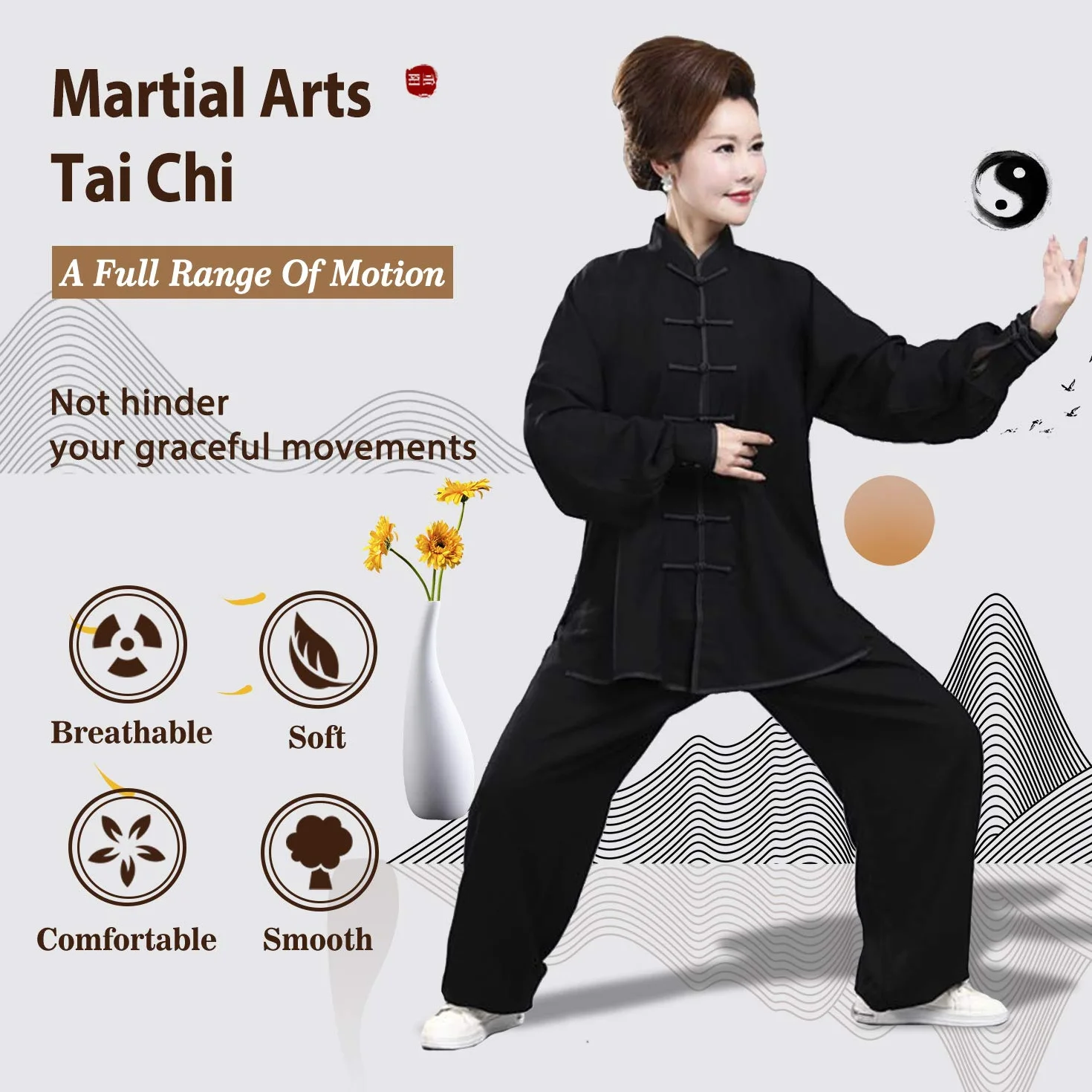 BBLAC 2KEY Odzież do sztuk walki, chińskie tradycyjne mundury dla Tai Chi i Wing Chun, kostium unisex z mlecznego jedwabiu, lekkie kostiumy do medytacji, Qigong, a, 3XL
