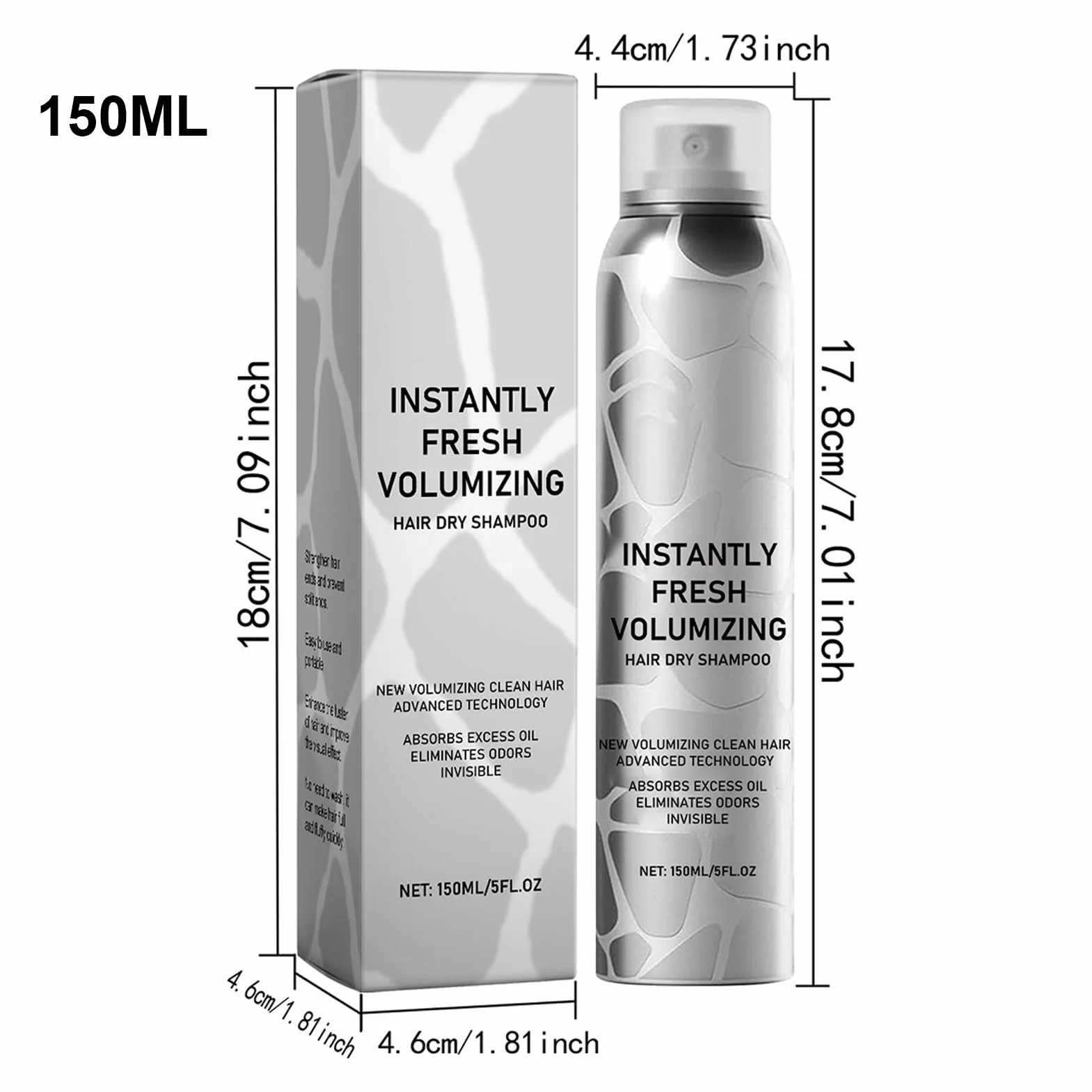 Suchy i szampon do ciemnych włosów, 150 ml, spray do pielęgnacji, idealny do sportu, podróży, pływania i przed stylizacją