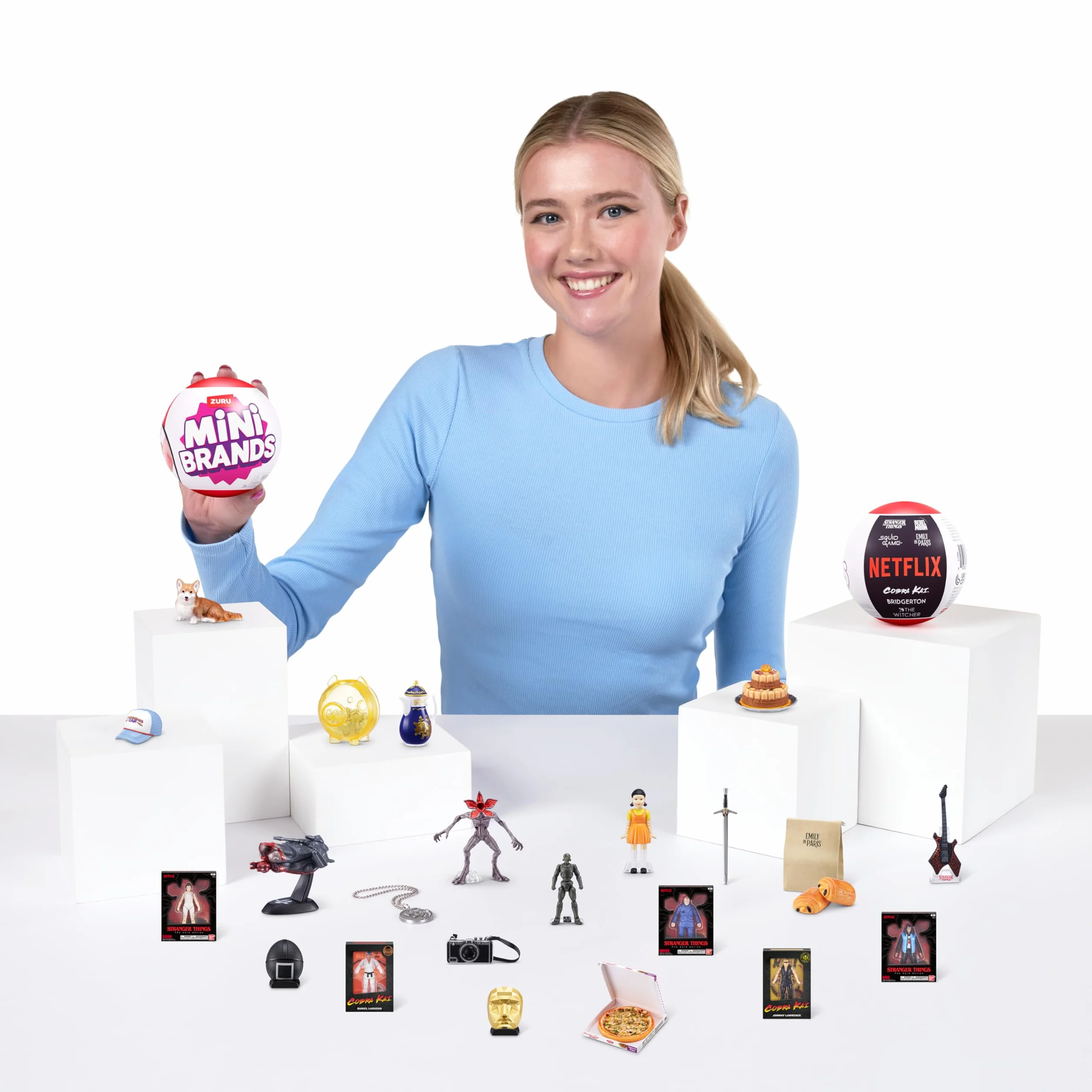 Mini Brands Netflix Series 1 (1 kapsułka) – tajemnicze kolekcjonerskie mini figurki, zawiera 5 minis od Stranger Things, Squid Game, Bridgerton i nie tylko