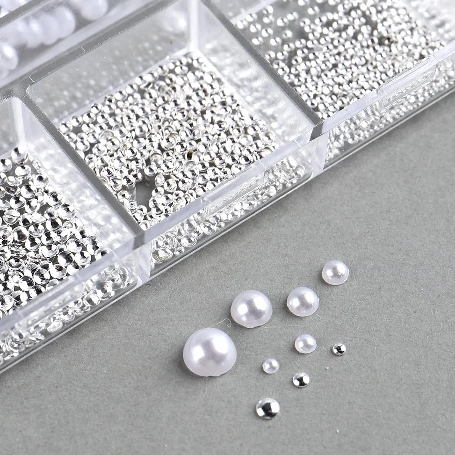 GZSY Nail Art kamienie stras, koraliki do paznokci, białe, 12 rastrów, do zdobienia paznokci, akcesoria do zdobienia paznokci