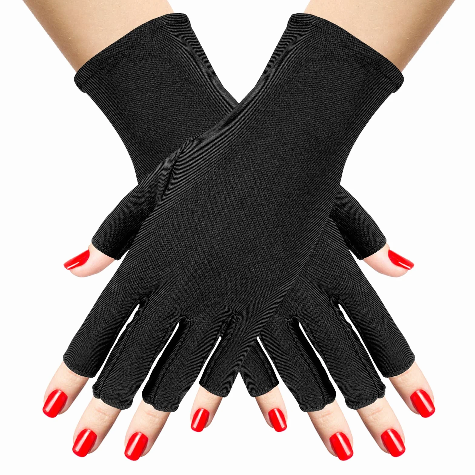 Sibba 1 para rękawic UV do paznokci lampa artystyczna ochrona światła LED Flash żelowy lakier do manicure pielęgnacja bez palców nawilżający ochraniacz dłoni narzędzia anty-słońce kobiety