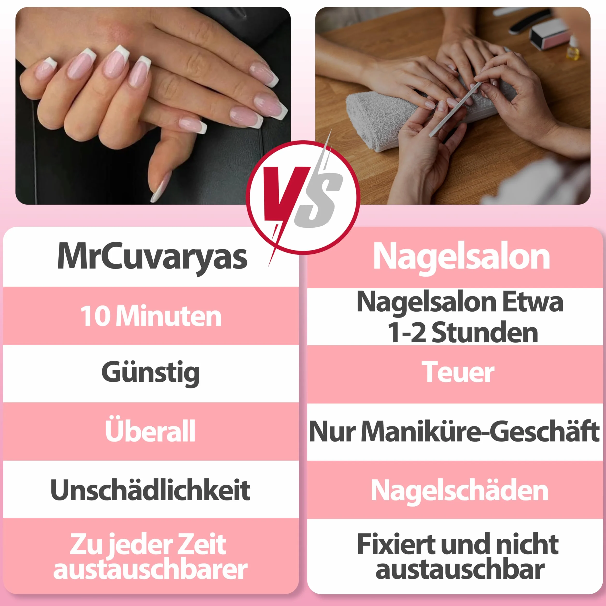 MrCuvaryas Nail Tips-X-0255-LY-24-05 Paznokcie u Stóp do Naklejenia, Kwadratowe Sztuczne Paznokcie w Pełni Pokrywające, DE-NailTips-X-0255-LY-24-05