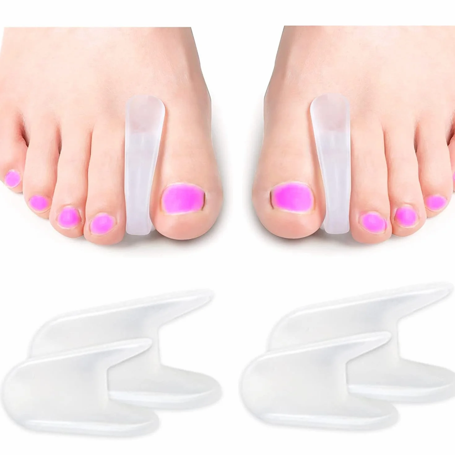 Silikonowy żel do korekcji palucha Hallux Valgus, separator palców, separator palców na palce, łagodzi ból palców, silikonowy separator palców dla nakładających się palców [4x]