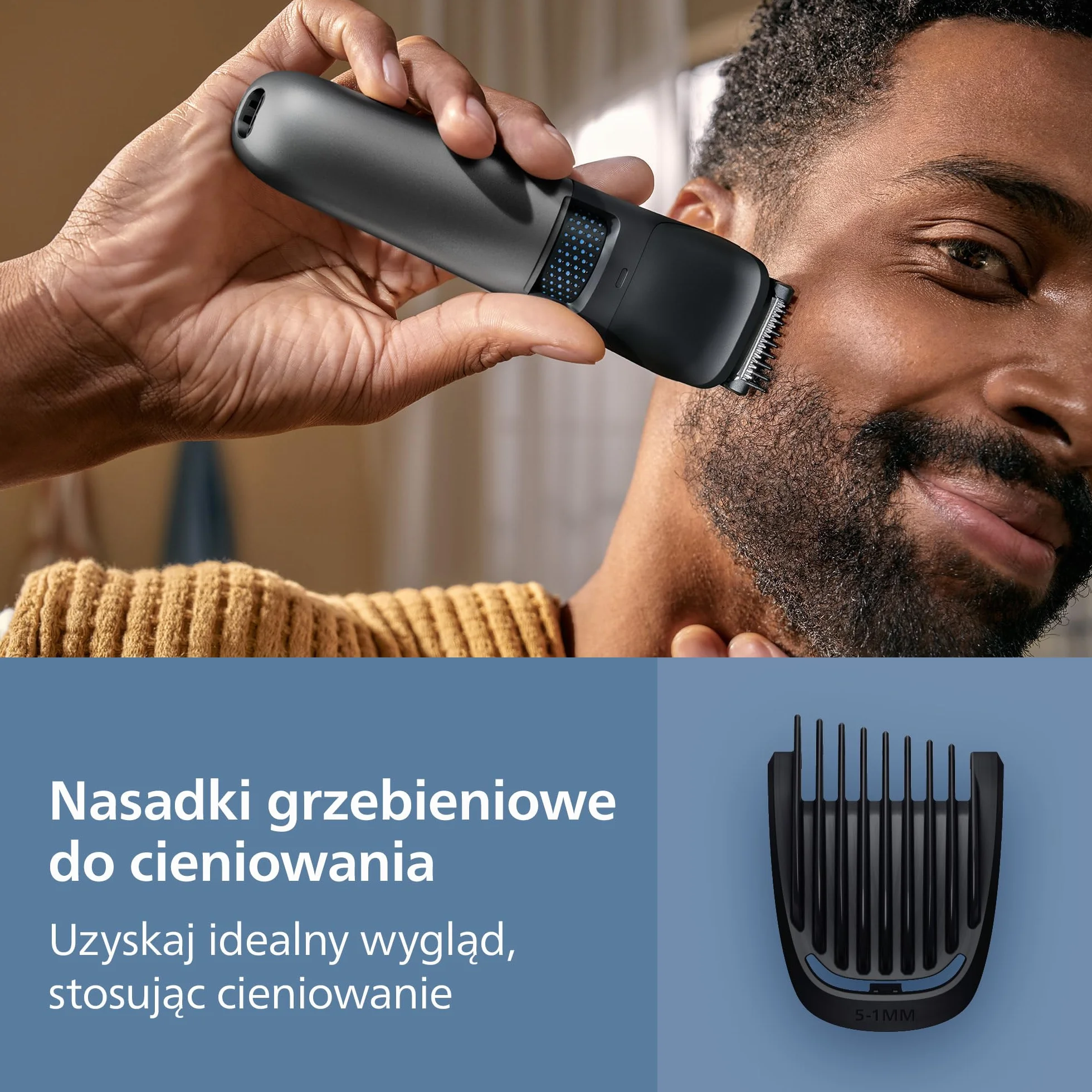 Philips Trymer do brody Seria 7000 BT7660/15, samoostrzące się metalowe ostrza, 40 ustawień długości, BeardSense, wodoodporny