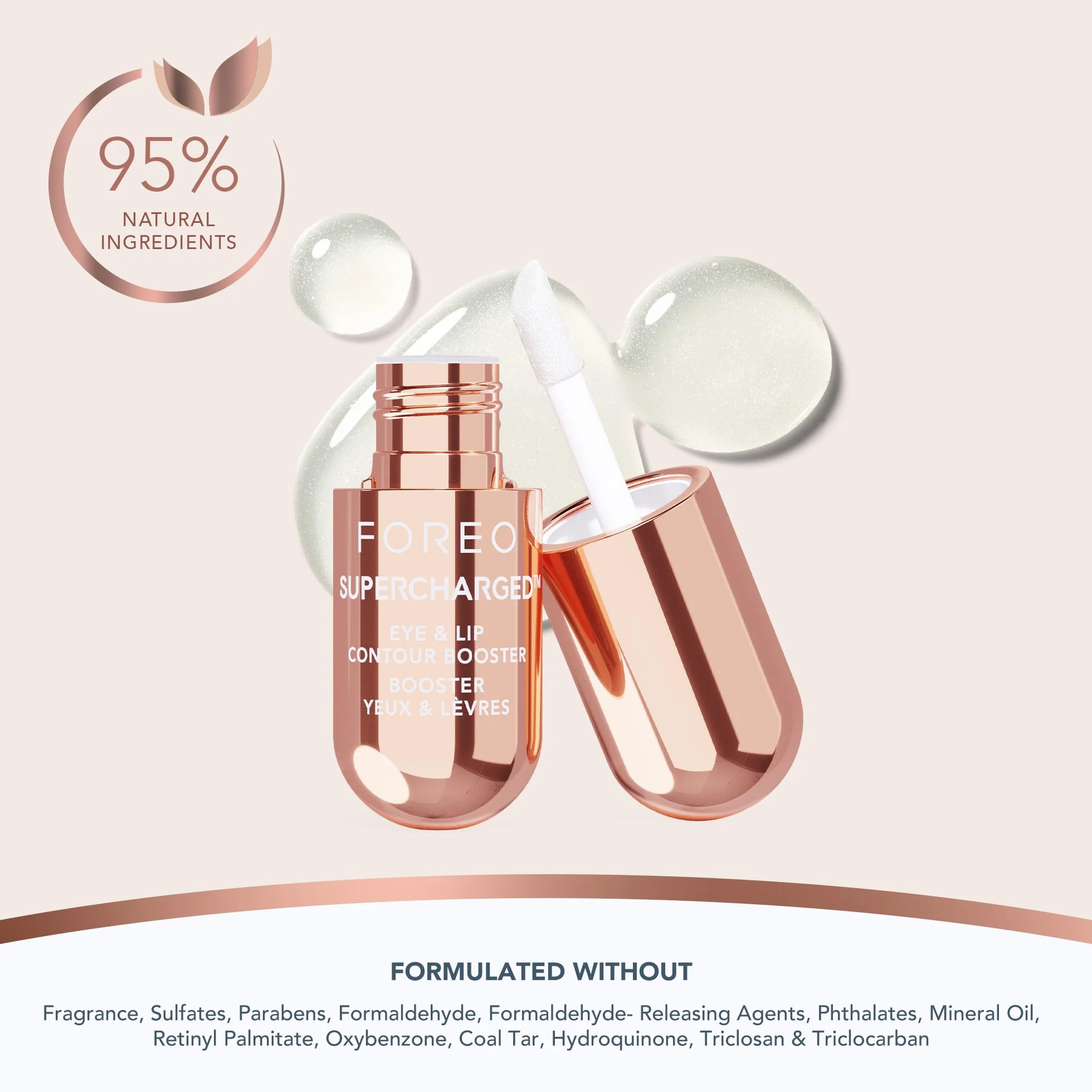 FOREO SUPERCHARGED serum wzmacniające kontur oczu i ust – przewodzący krem pod oczy – serum niacynamidowe – przeciw starzeniu – plumping ust i przeciw cienie pod oczami – praktyczny rozmiar – 3 x 3,5