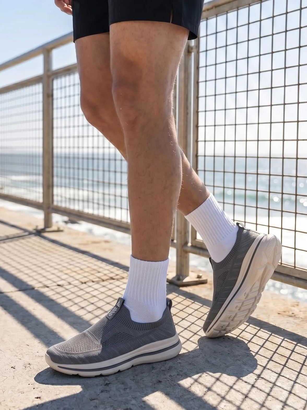 ODCKOI Męskie wsuwane trampki Mesh Oddychające buty do biegania Wygodne trampki Outdoor Fitness Buty sportowe Lekkie buty do biegania szosowego