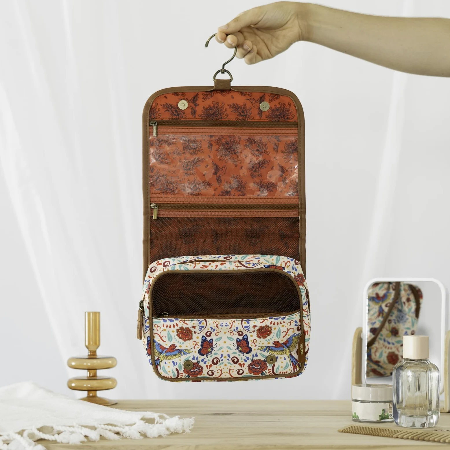 Grupo Erik Frida Kahlo Wisząca Kosmetyczka Podróżna | Wodoodporna Torebka na Kosmetyki z Haczykiem | Prezenty Frida Kahlo