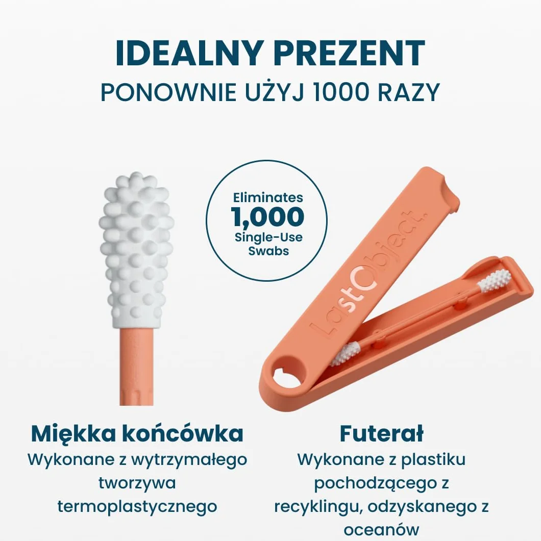 Wielokrotnego użytku patyczki do czyszczenia uszu – Ekologiczna alternatywa dla patyczków jednorazowych – Łatwe w czyszczeniu – W zestawie etui podróżne - brzoskwinia