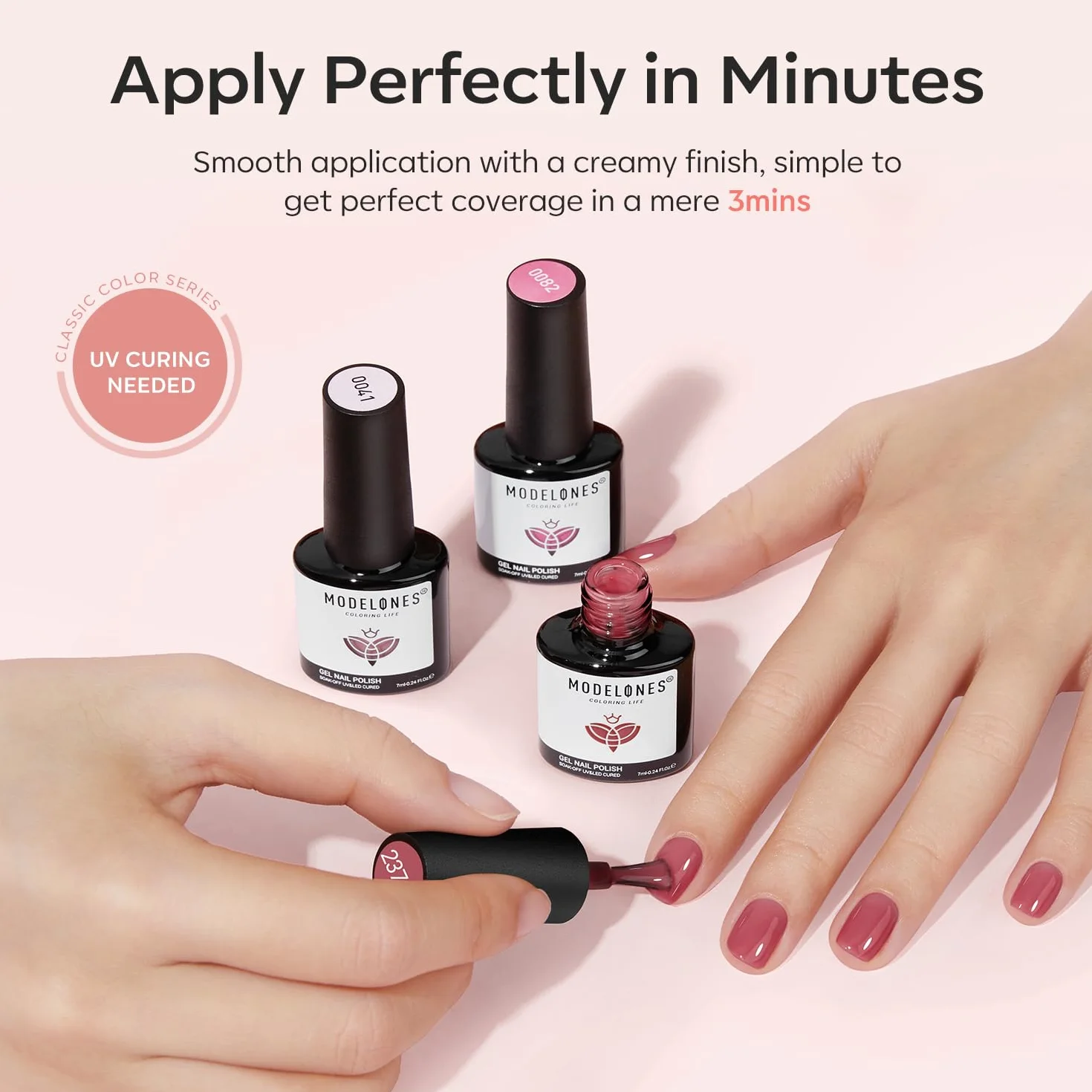 Modelones Zestaw żelowych lakierów do paznokci, 6 kolorów, żelowe, przezroczyste, różowe, nude, brązowe, żelowe lakiery UV do Starter Nail Art Salon DIY Home, 7 ml