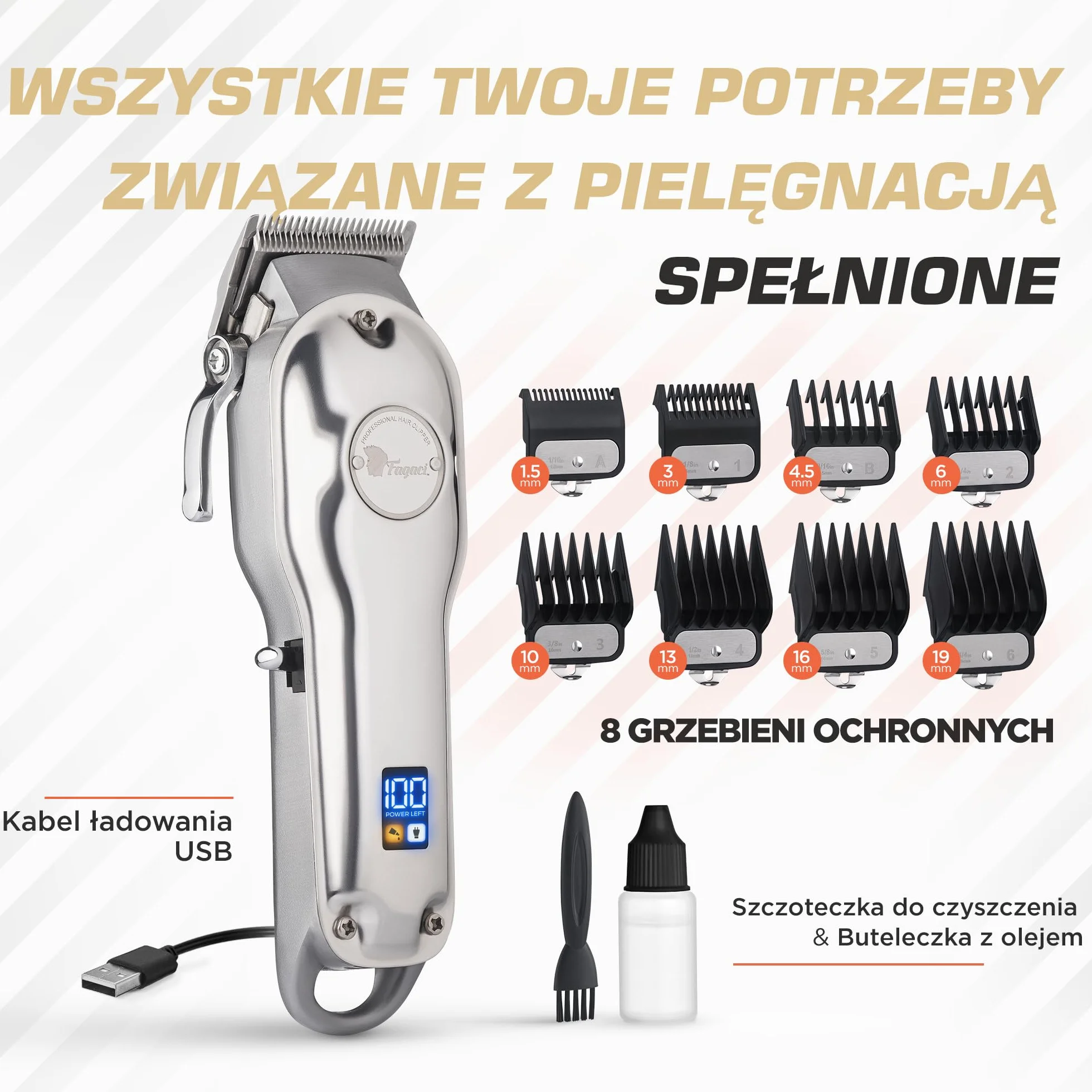 Fagaci Profesjonalne Maszynki do Strzyżenia Włosów z Wyjątkowo Precyzyjnym Cięciem, Bezprzewodowe Maszynki dla Mężczyzn, Maszynki, Elektryczne Maszynki do Strzyżenia Włosów
