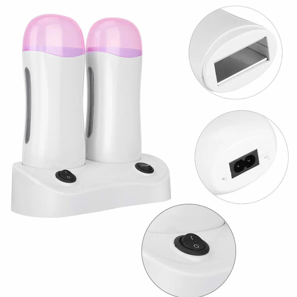 Zestaw Roll On Wax Heater Roll On Wax 21 × 13 × 13 Dual Cartridge Wosk do depilacji Rolka Podgrzewacz Woskowa Depilacja Ciała Maszyna do usuwania włosów Eu Plug 220v