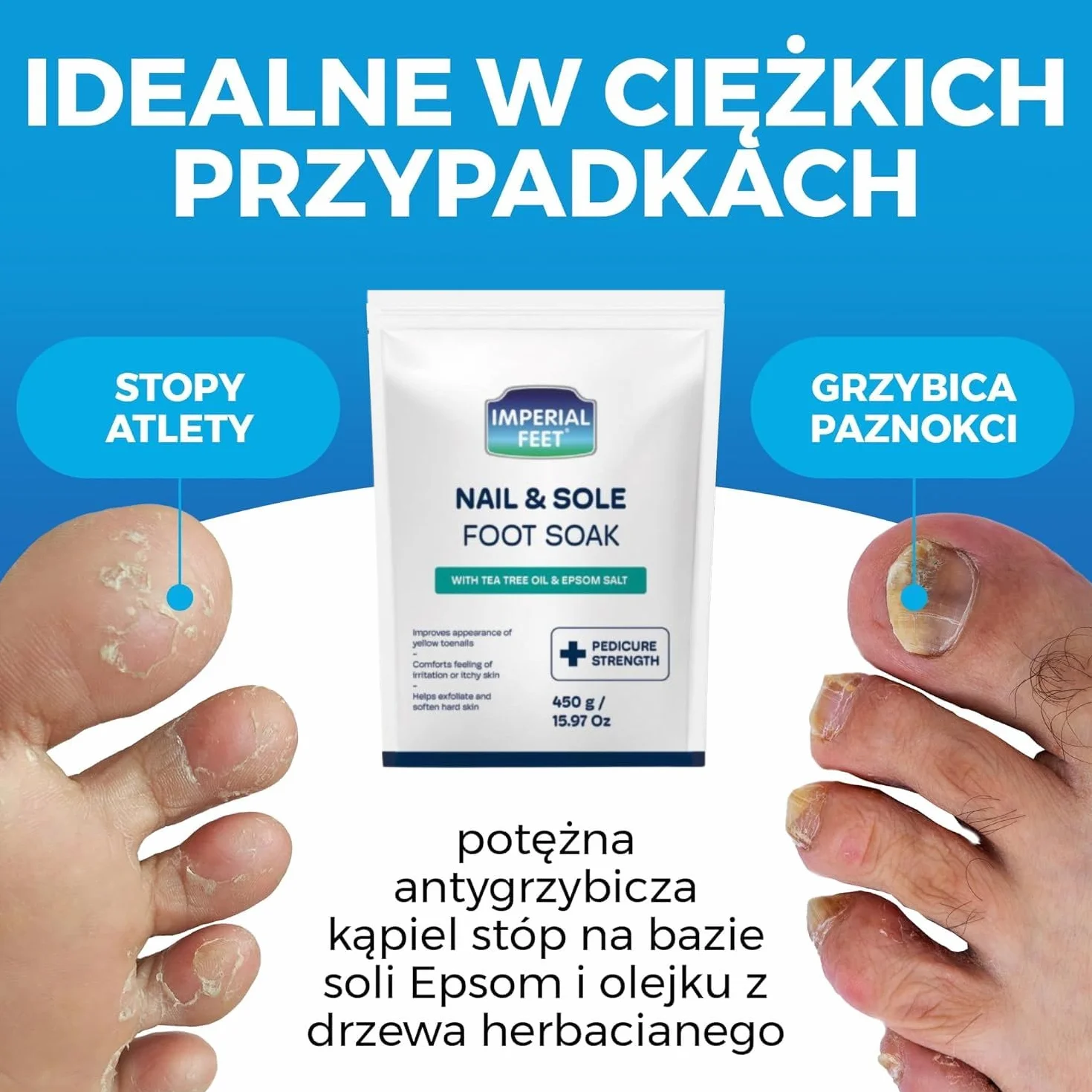 Pedicure Quality Foot Soak with Tea Tree Oil & Epsom Salt | Helps Treat Nail Fungus Athletes Foot | Anti Fungal Nail Treatment | Foot Moisturiser & Deodorizer Feet Soak | Exfoliating Foot Soak