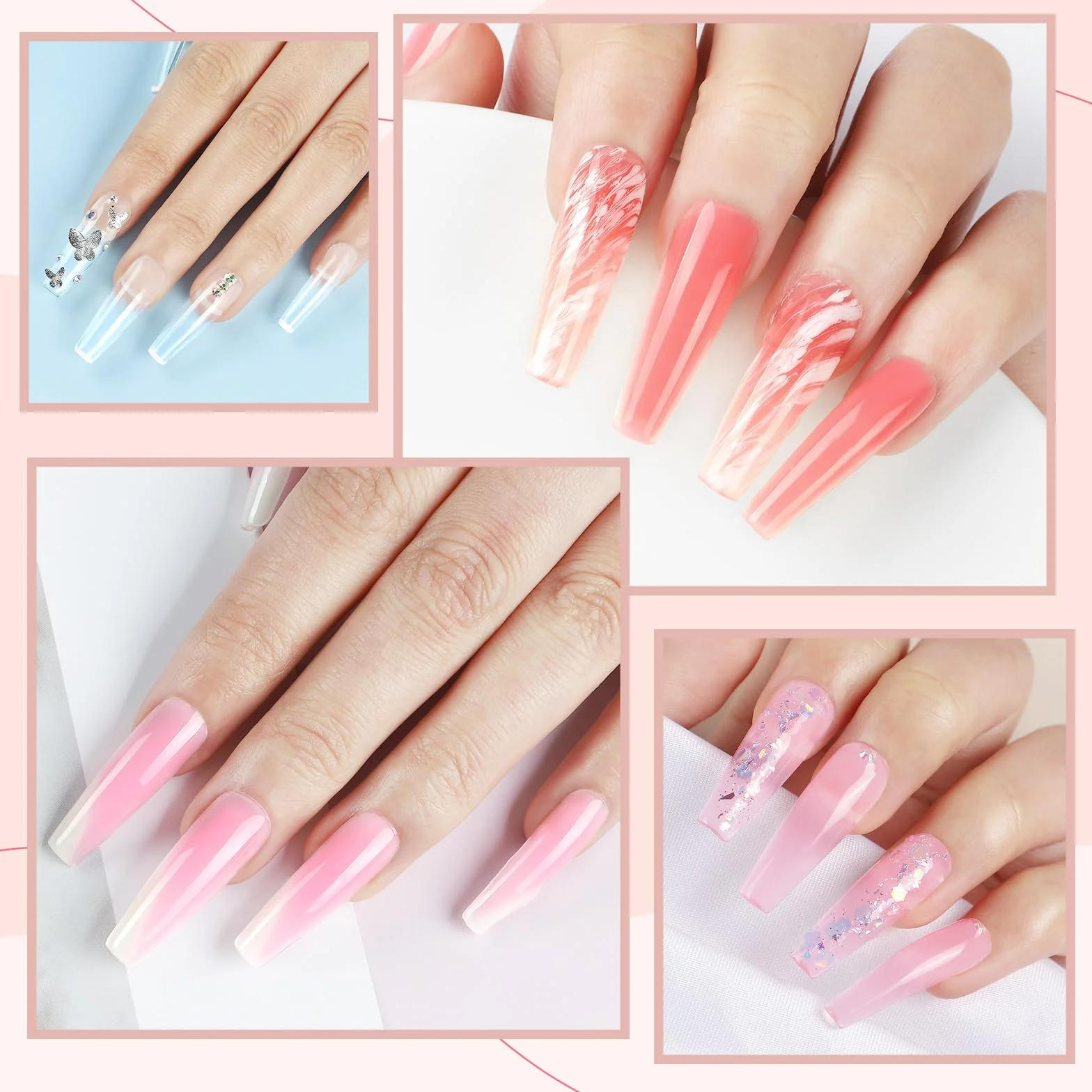 Zestaw żelowych paznokci poly do manicure'u z lampą UV 36 W, 6 kolorów, przedłużenie z podstawą i wierzchnią powłoką, akrylowe slipy