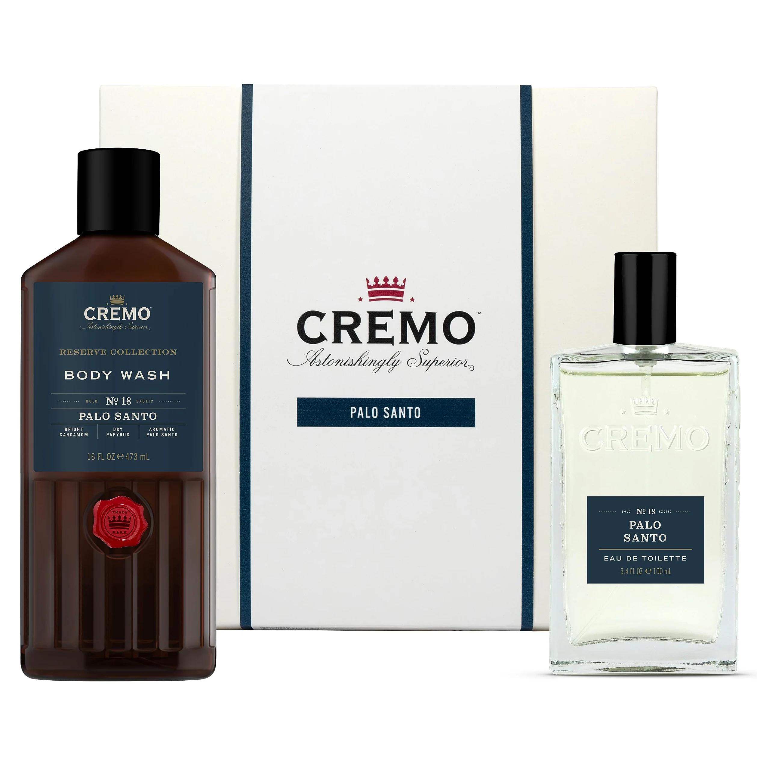 CREMO - Zestaw upominkowy Bourbon & Oak dla mężczyzn - woda toaletowa 100 ml i płyn do mycia ciała 473 ml - pikantny zapach