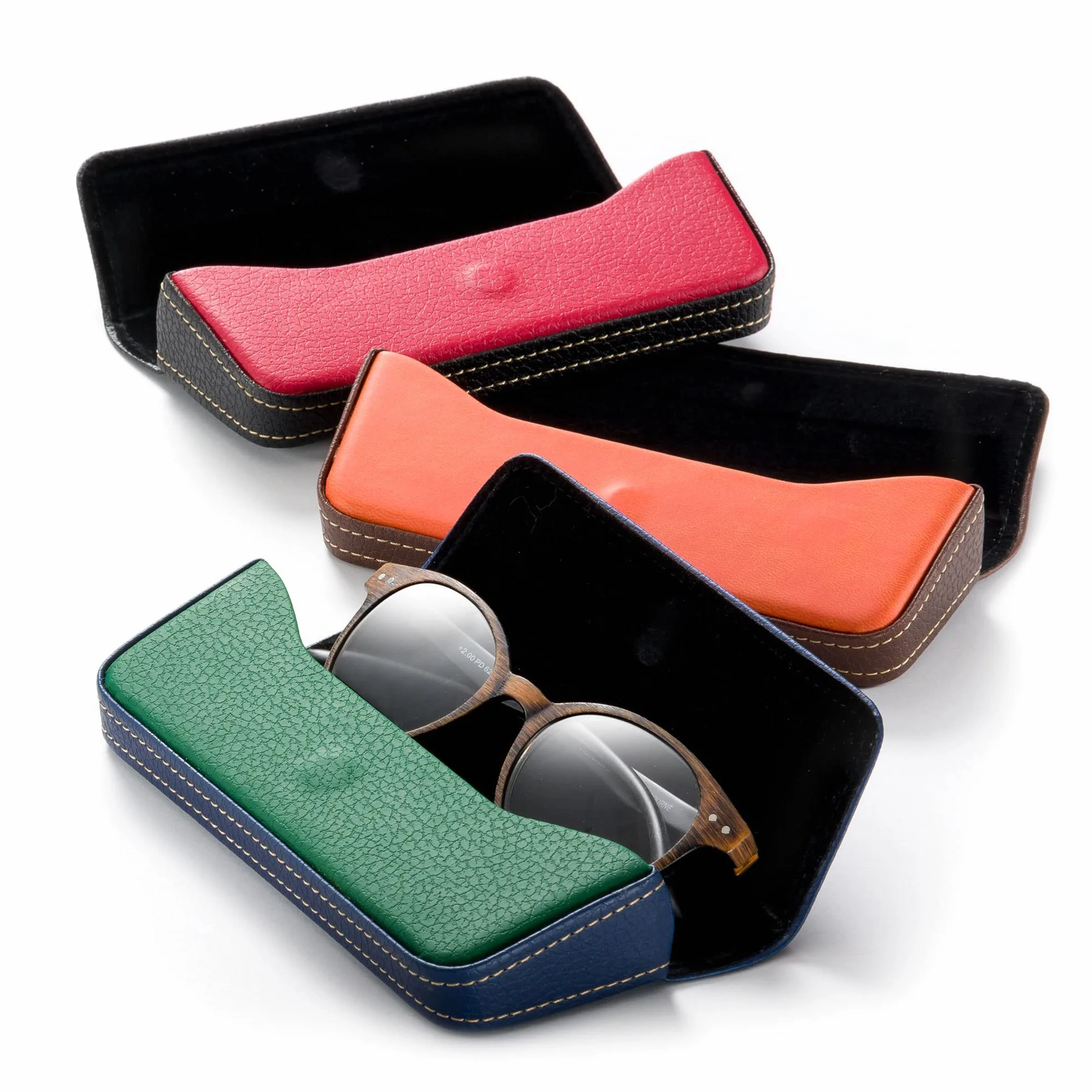 FEFI - Eleganckie etui na okulary w dwóch odcieniach skóry, Czerwony, M