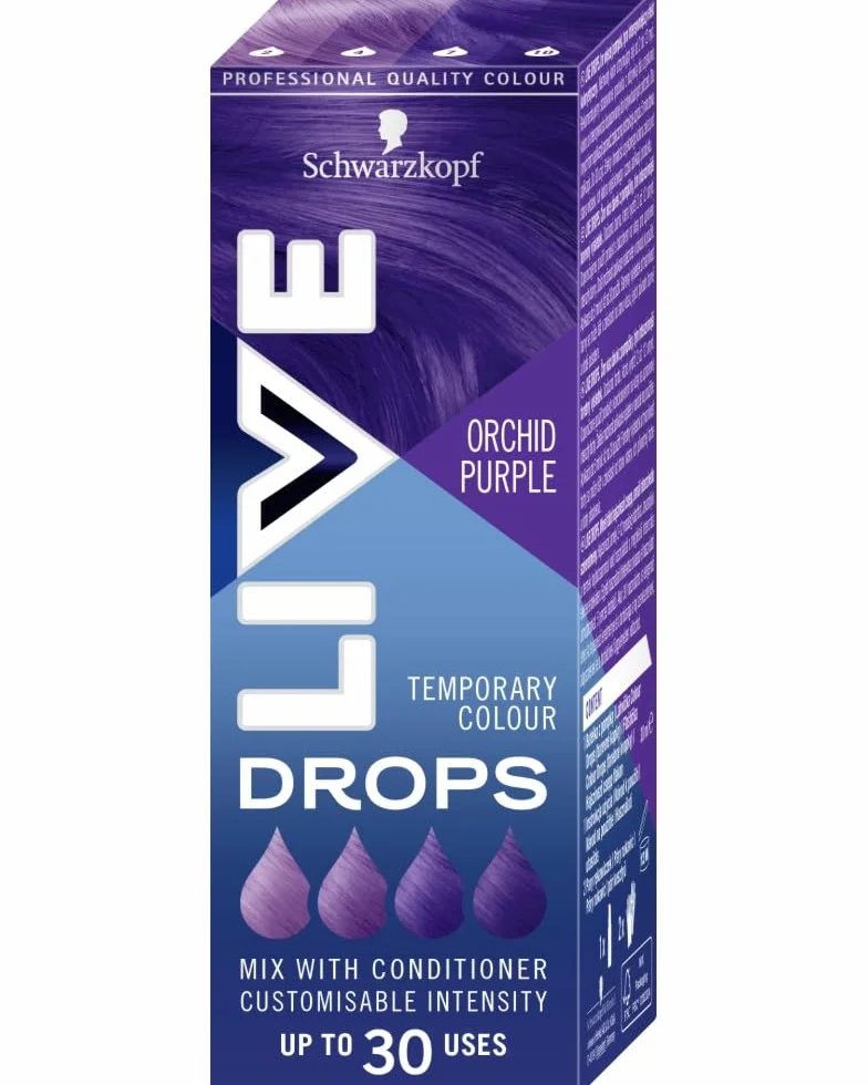 Schwarzkopf Live Drops Orchid Purple, farba tymczasowa, opakowanie 1, do 30 zastosowań, 30 ml