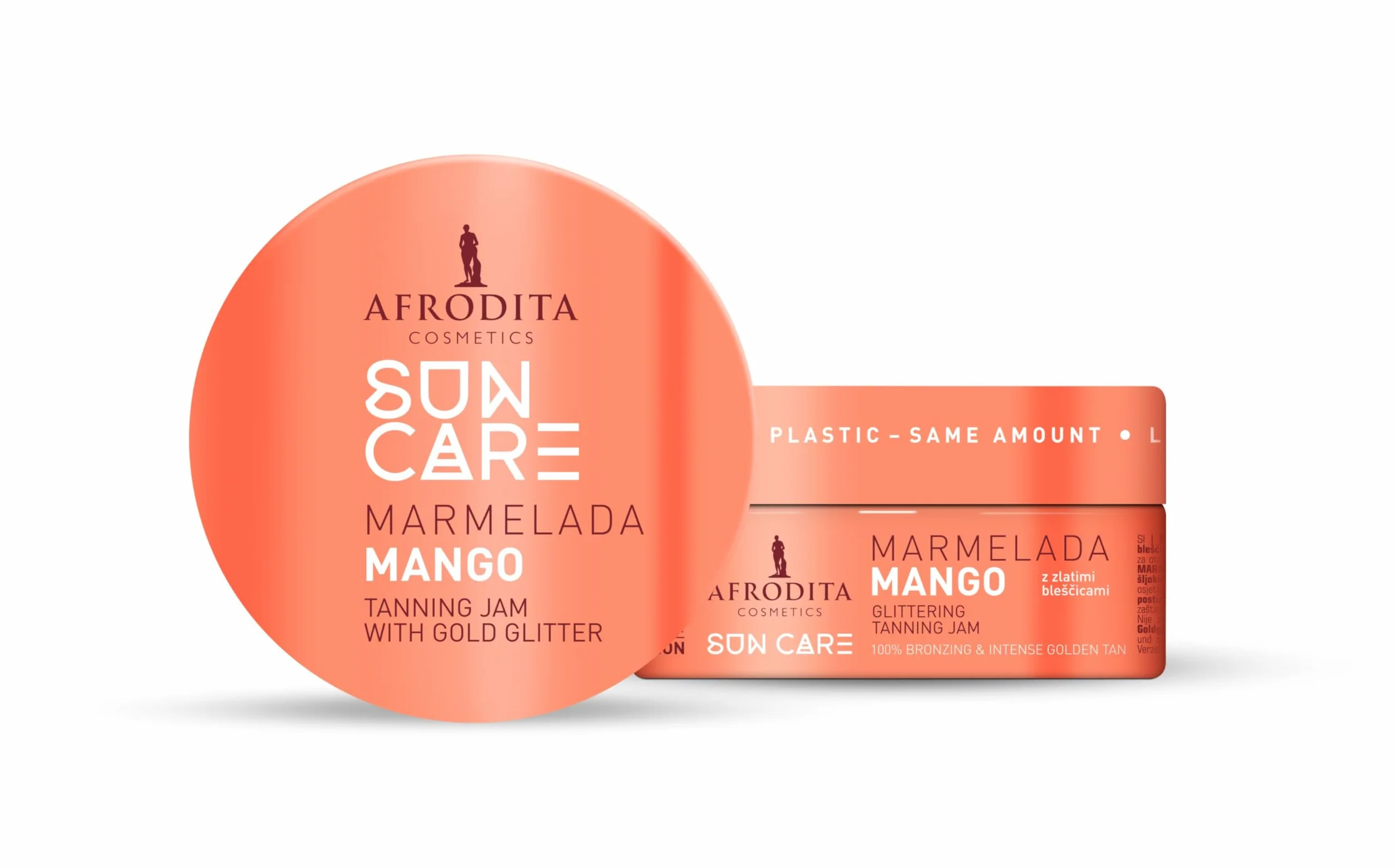 Afrodita Cosmetics Marmelada Mango przyspieszacz opalania – wegański dżem opalający ze złotym brokatem dla szybkiej naturalnej opalenizny – wodoodporny z ekstraktem z marchewki, masłem kakaowym i shea