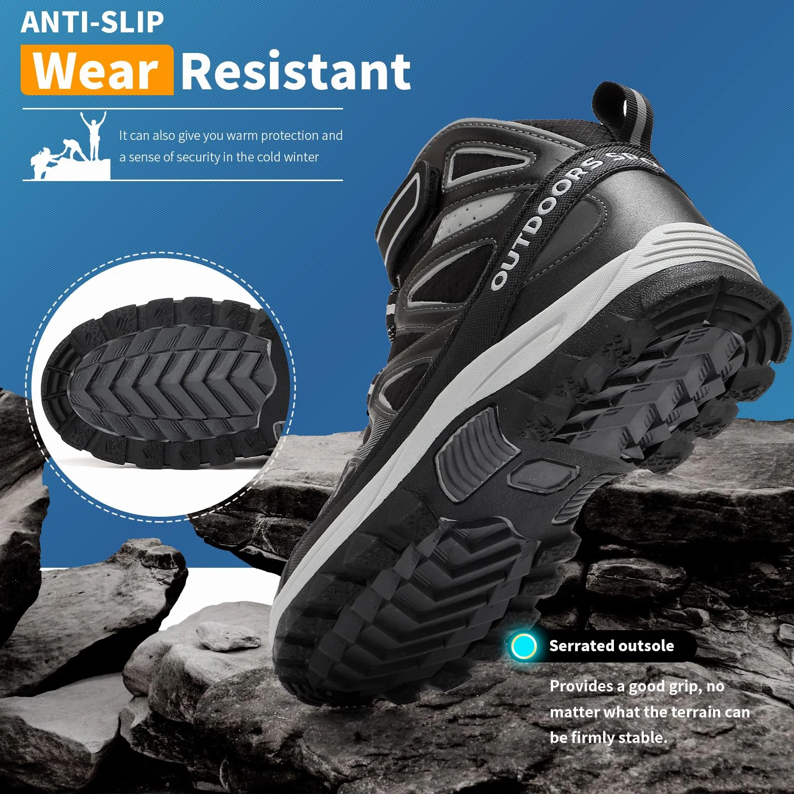 ELAPHURUS Dziecięce buty zimowe, dla chłopców, buty trekkingowe, z ciepłą podszewką, buty śniegowe, dla dziewcząt, buty trekkingowe