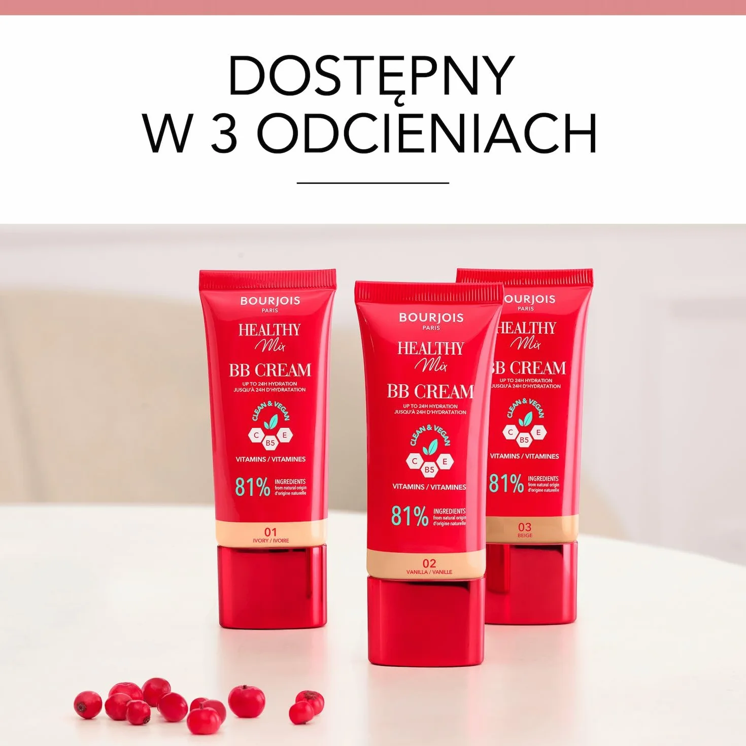 Bourjois Healthy Mix kryjący krem BB z kompleksem witamin C, E i B5 nr 01 Ivory, 30 ml
