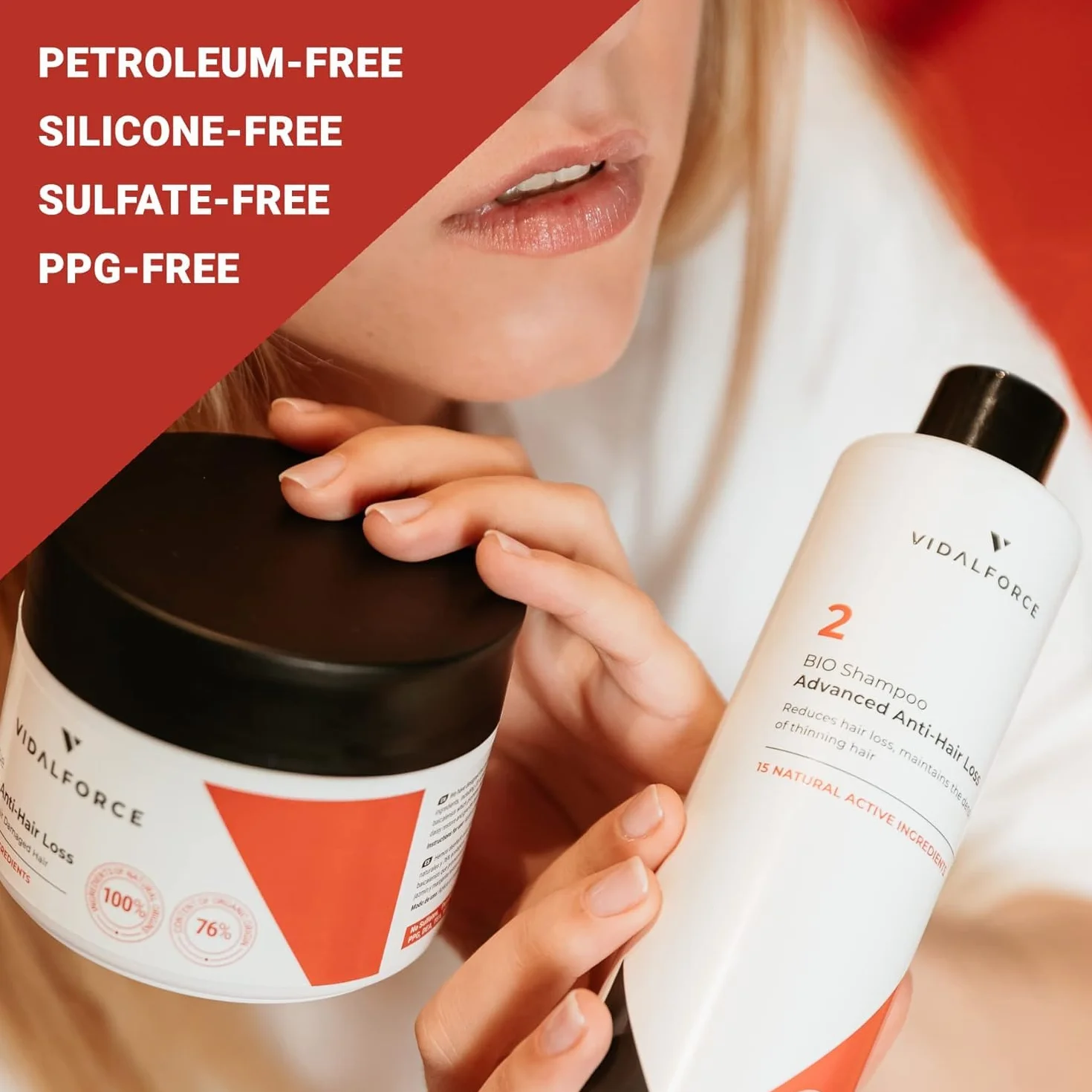VidalForce Szampon 2 XXL 400 ml | ZWYCIĘZCA 2024 | Szampon Przeciw Wypadaniu Włosów dla Kobiet i Mężczyzn | z Palmetto Sabal i 14 Naturalnymi Składnikami Aktywnymi 400 ml