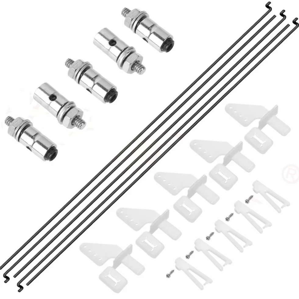 RC Airplane Control Horns 20x11mm+1.2x21mm Clevis+Pushrod Connector Linkage Stopper 1.3mm+1.2x180mm Steel Z Style Pushrods Parts