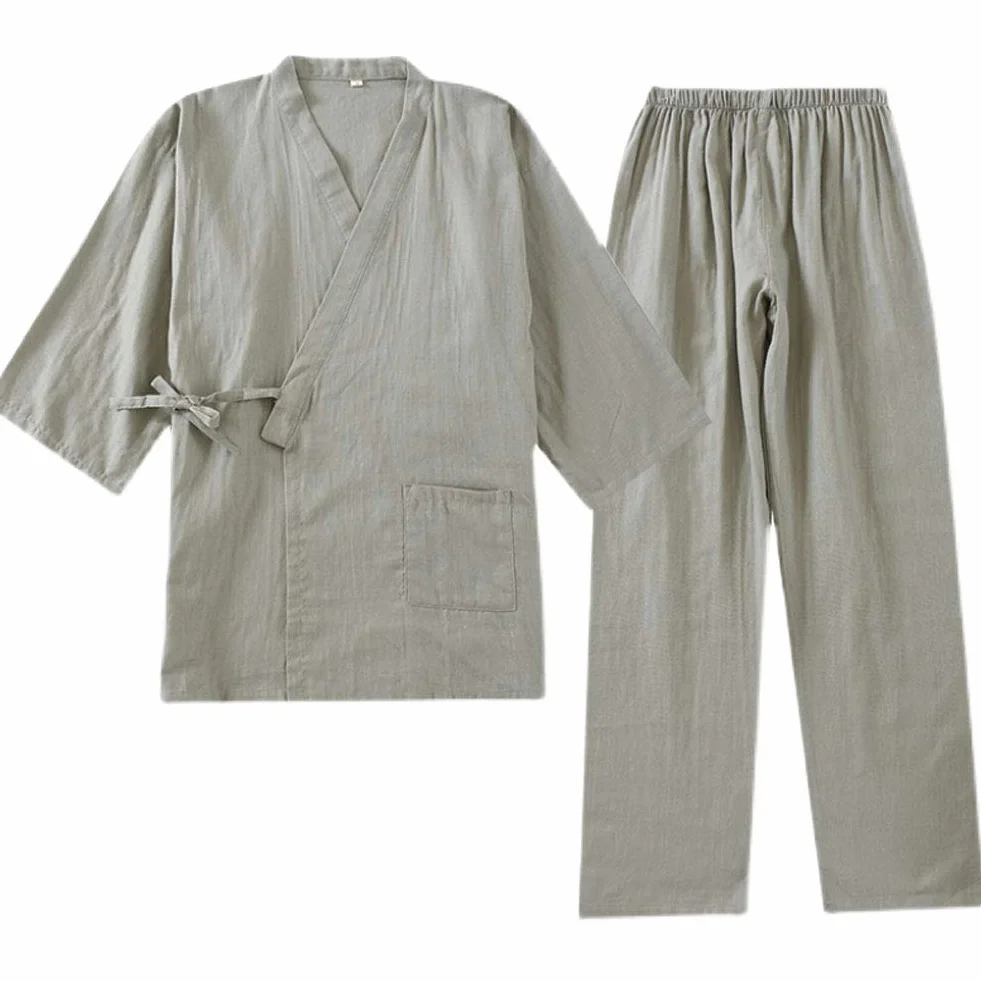 Męskie japońskie kimono bawełniane Hanfu starożytna piżama garnitur plus size taoistyczna odzież odzież zen