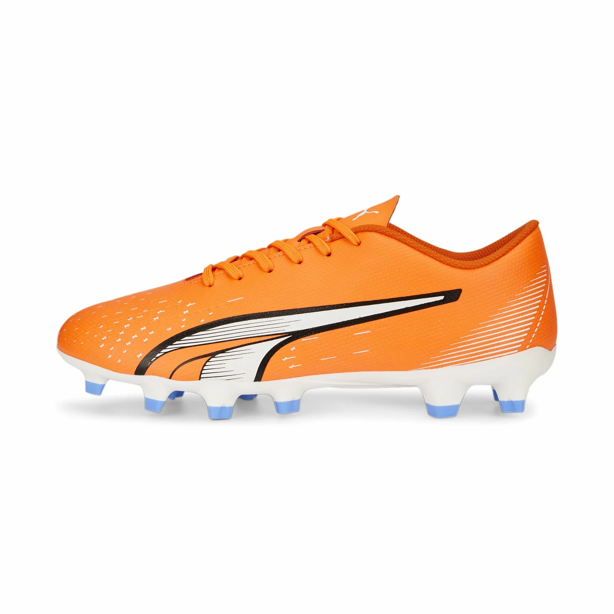 PUMA Damskie buty piłkarskie Ultra Play Fg/Ag WN's, Ultra pomarańczowy Puma biały niebieski błyszczący, 37.5 EU